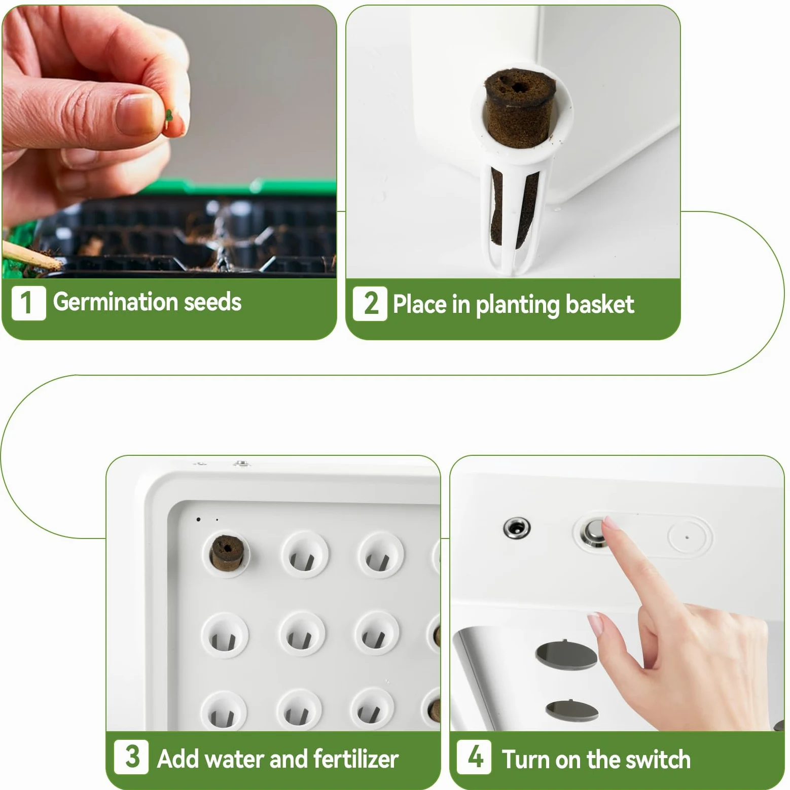CDIYTOOL Sistema de cultivo hidropónico con luz LED de crecimiento, jardín de hierbas de 16 cápsulas, juego inteligente de germinación de plantas con riego automático, luz ajustable