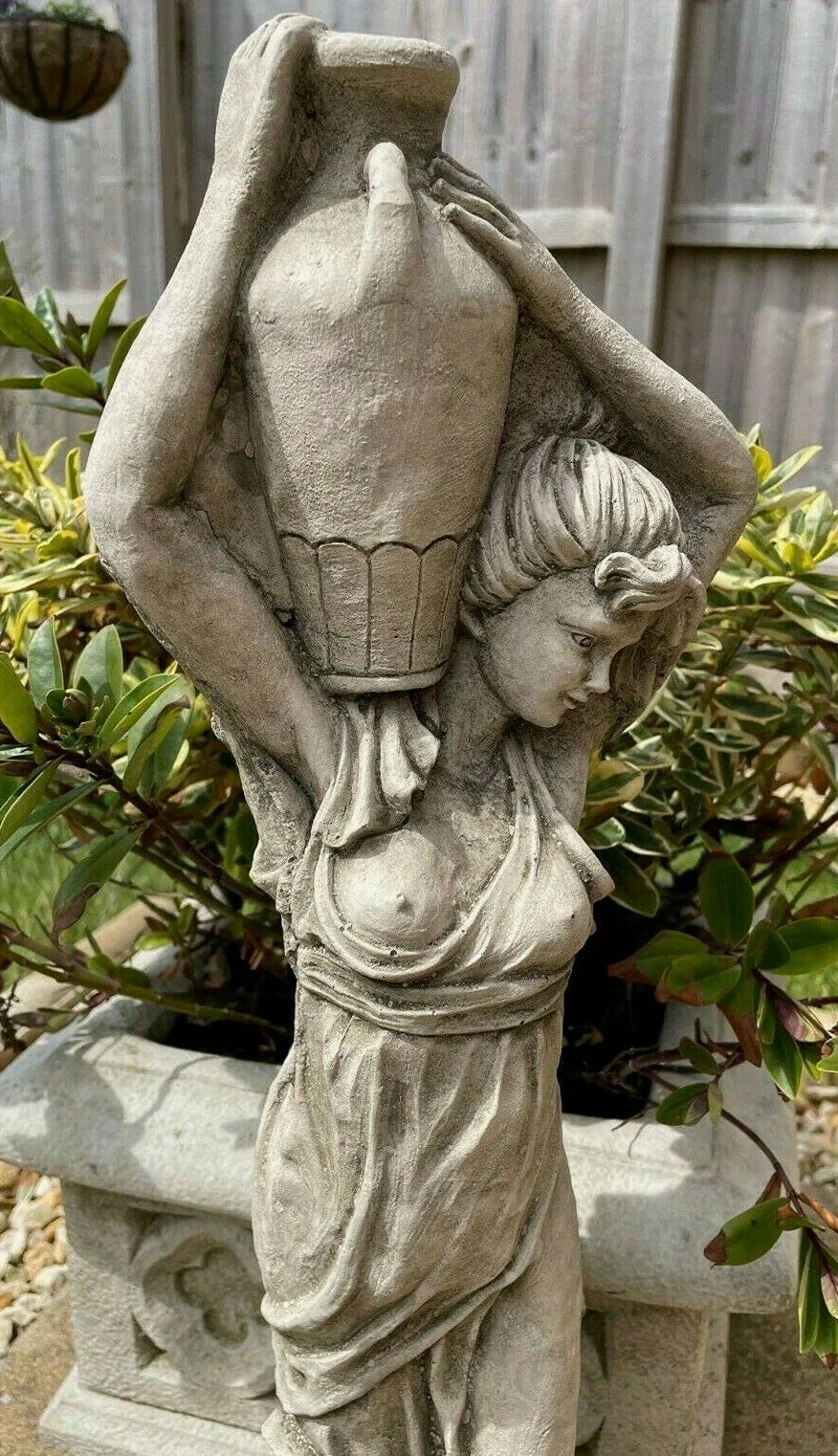 Estatua de jardín de piedra con jarra de vino, escultura clásica para exteriores