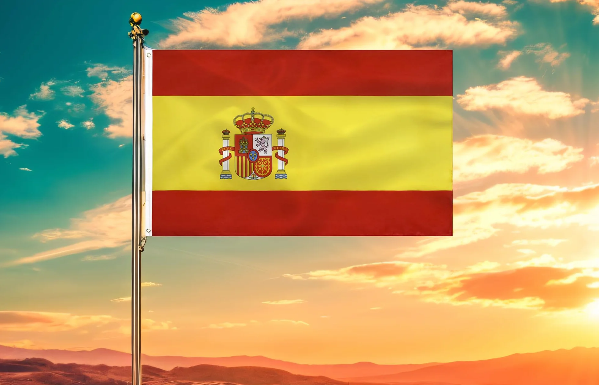 2PCS Bandera españa grande para Exterior 90x150cm ，Bandera de España balcón Reforzada y con 2 Ojales metálicos Spanish flag