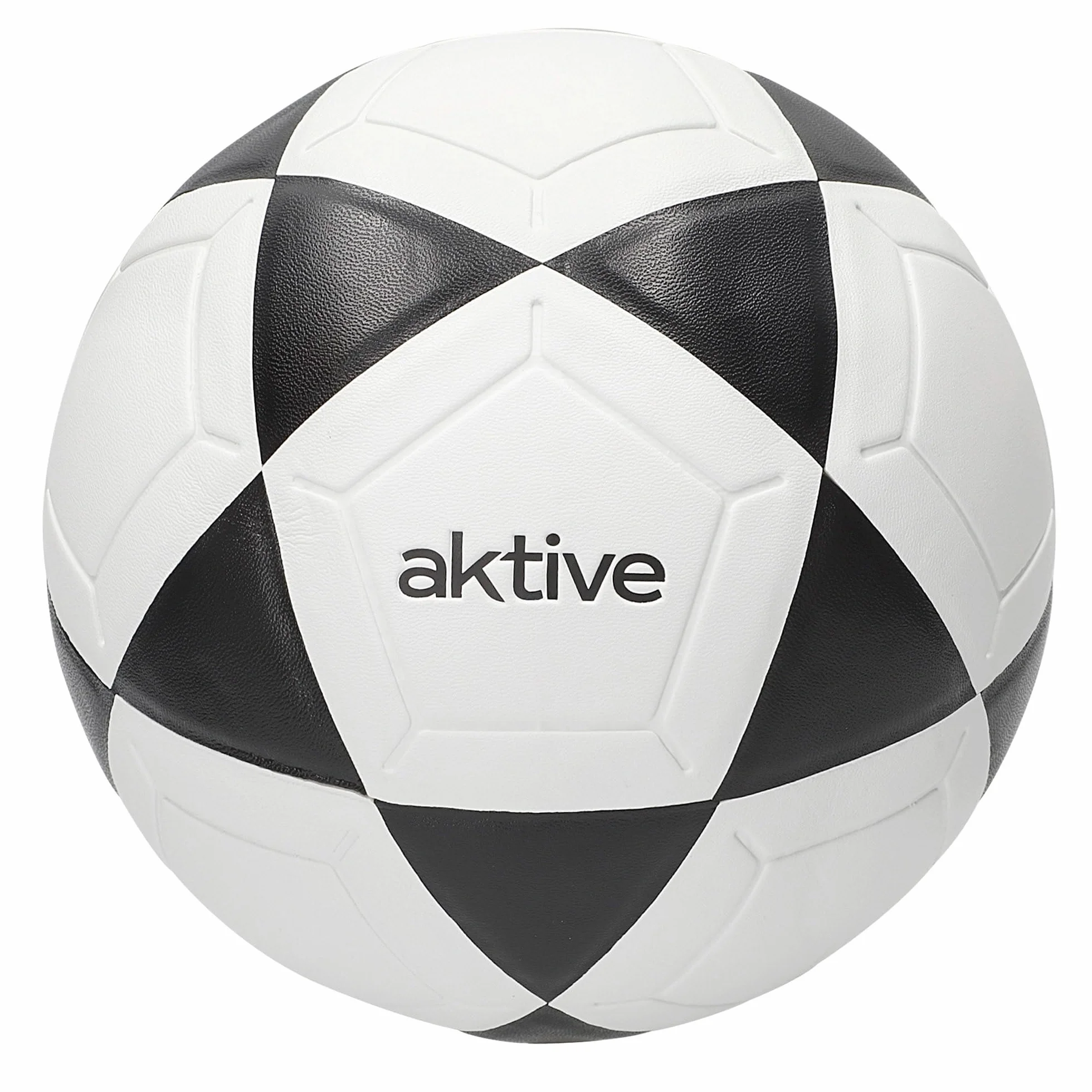 AKTIVE Balón de fútbol PVC 360-380g D20 cm Talla 4 Blanco y Negro Resistente Duradero Entrenamiento Aire Libre