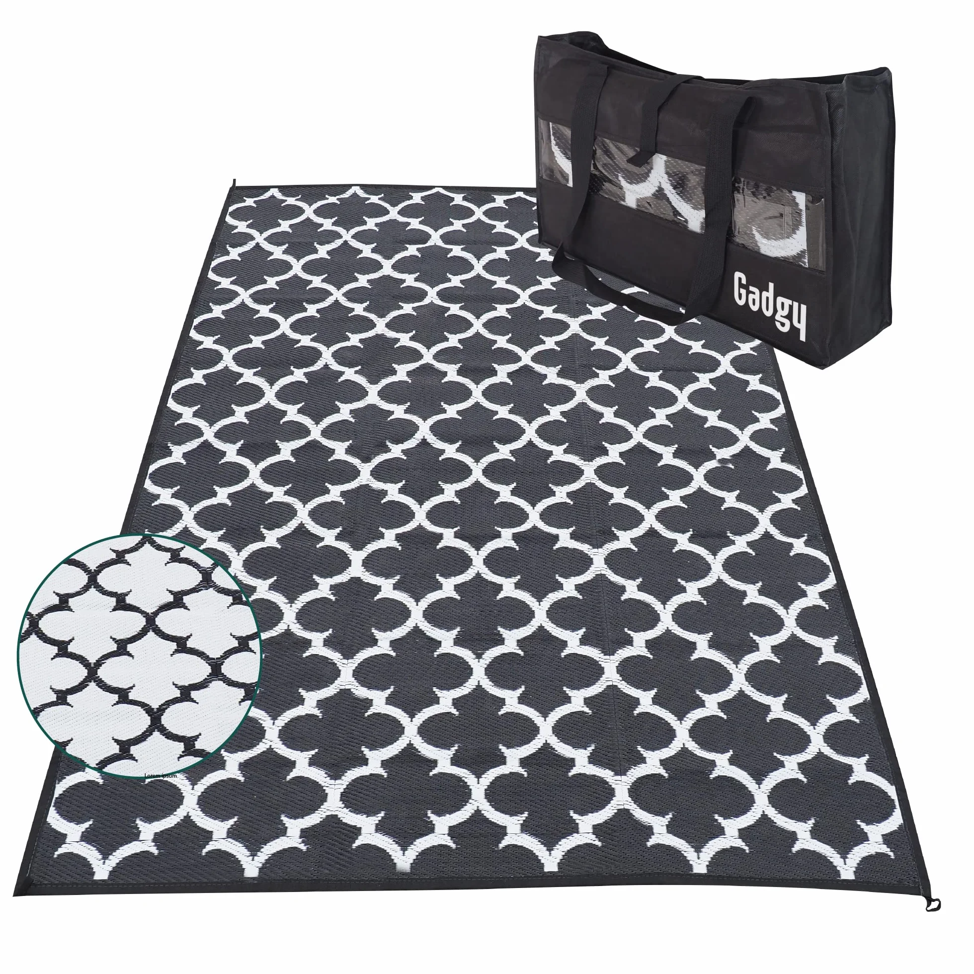 Gadgy Alfombra Exterior Resistente a la Intemperie Elegante Alfombra de Balcón Impermeable y Resistente a los Rayos UV - Reversible Incluye Bolsa de Transporte - 230x160cm