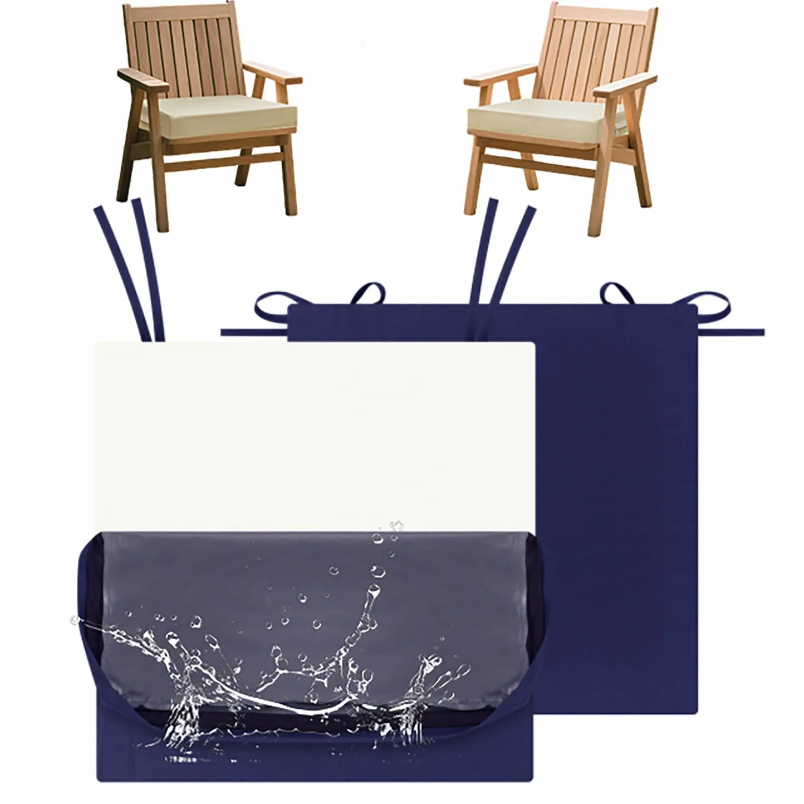 Cojín impermeable para silla para aumentar la altura del asiento, almohada extra gruesa para interiores y exteriores, para personas mayores, sillón, oficina, coche, silla de ruedas, color azul, 50 x