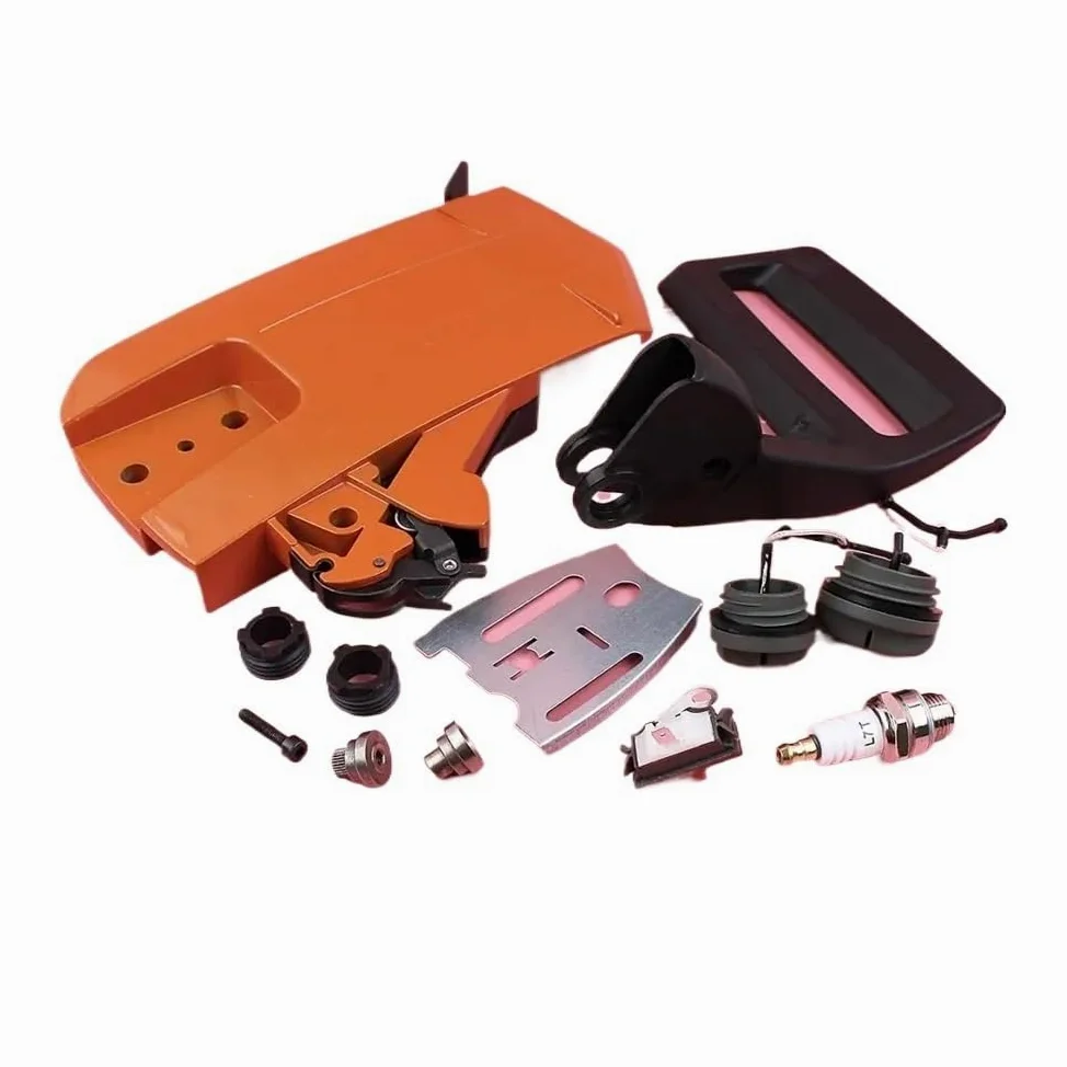 Adecuado for motosierra HuS 266, 268, 272, 61 y 66. Kit de placa de palanca de cubierta de embrague lateral de freno con tapa de aceite, engranaje helicoidal 5037366-01.