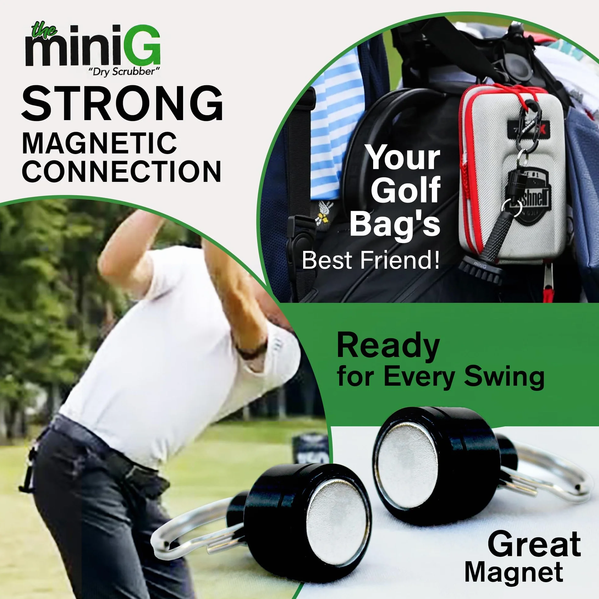 Grooveit Mini G The Dry Scrubber Cepillo de Limpieza para Palos de Golf, Negro