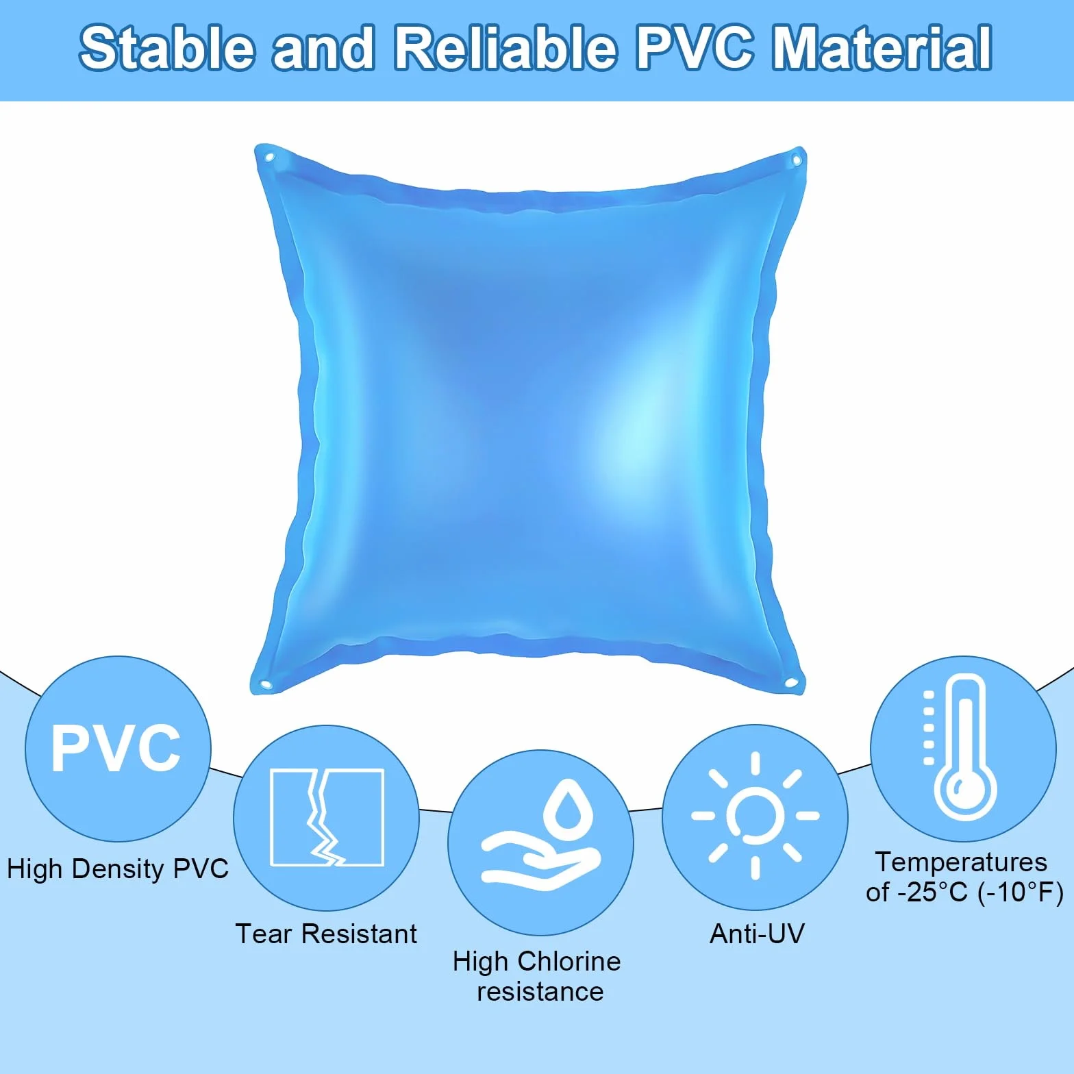 Cojín de piscina de invierno, 120 x 120 cm, cojín de aire para piscina, cojín de aire rectangular, cojín de aire para piscina de invierno, cojín de aire para piscina resistente al invierno