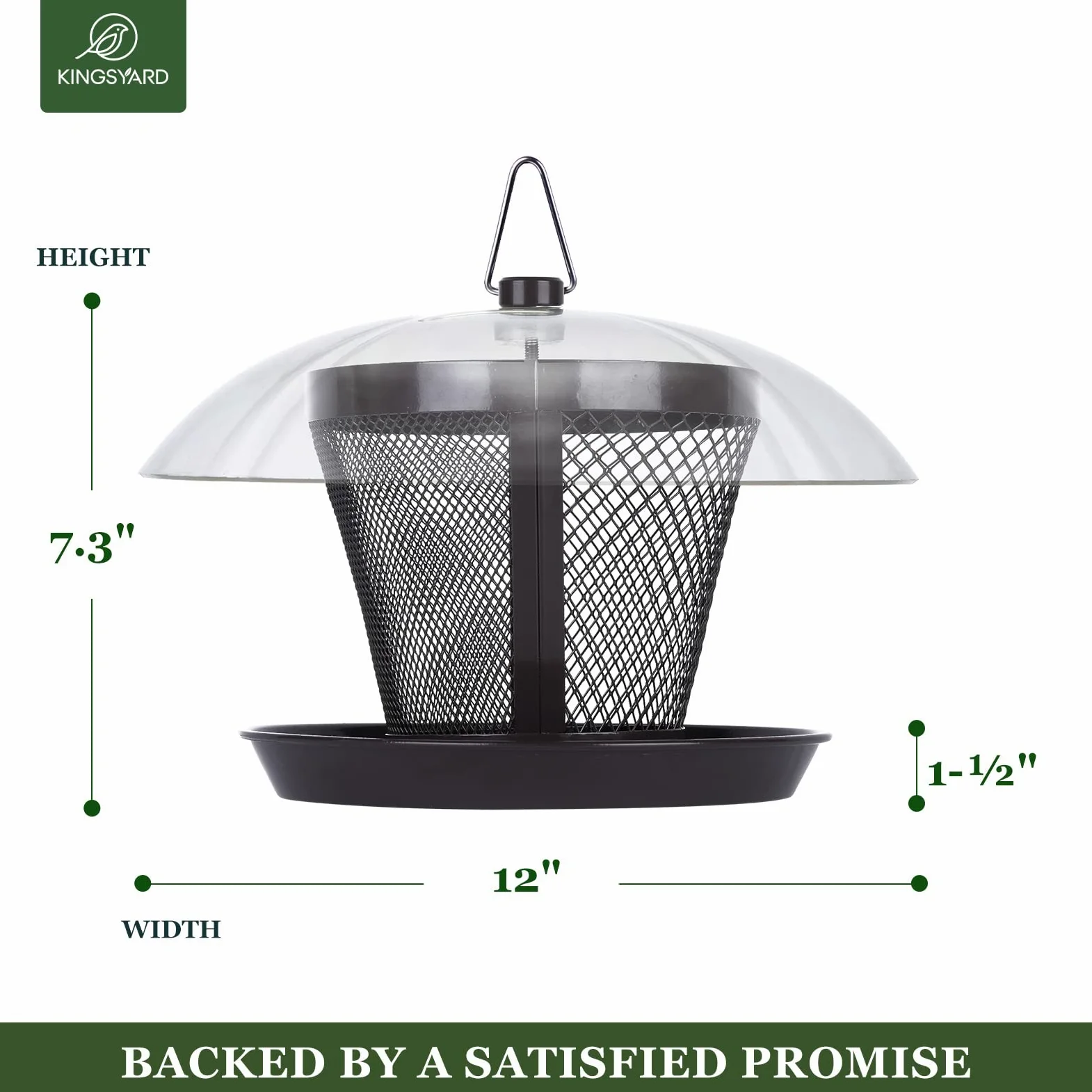 Kingsyard Comedero para pájaros de malla metálica exterior con cúpula resistente a la intemperie, doble alimentador de 2.5 libras. Capacidad de semillas para pinzón cardenal