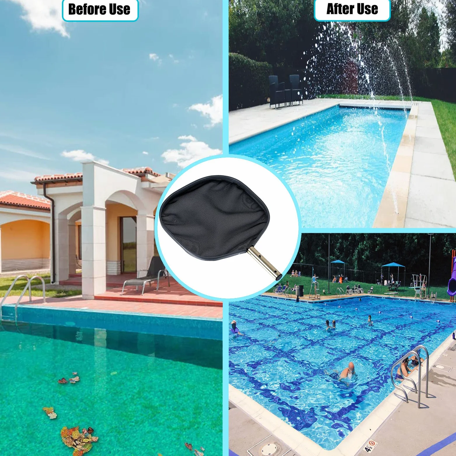 Esta Red recogehojas para Piscinas, rastrillo Profesional para Limpieza de Hojas, rastrillo de Malla Fina con Bolsa Profunda y Marco de plástico Resistente para Limpiar Hojas en Piscinas y e