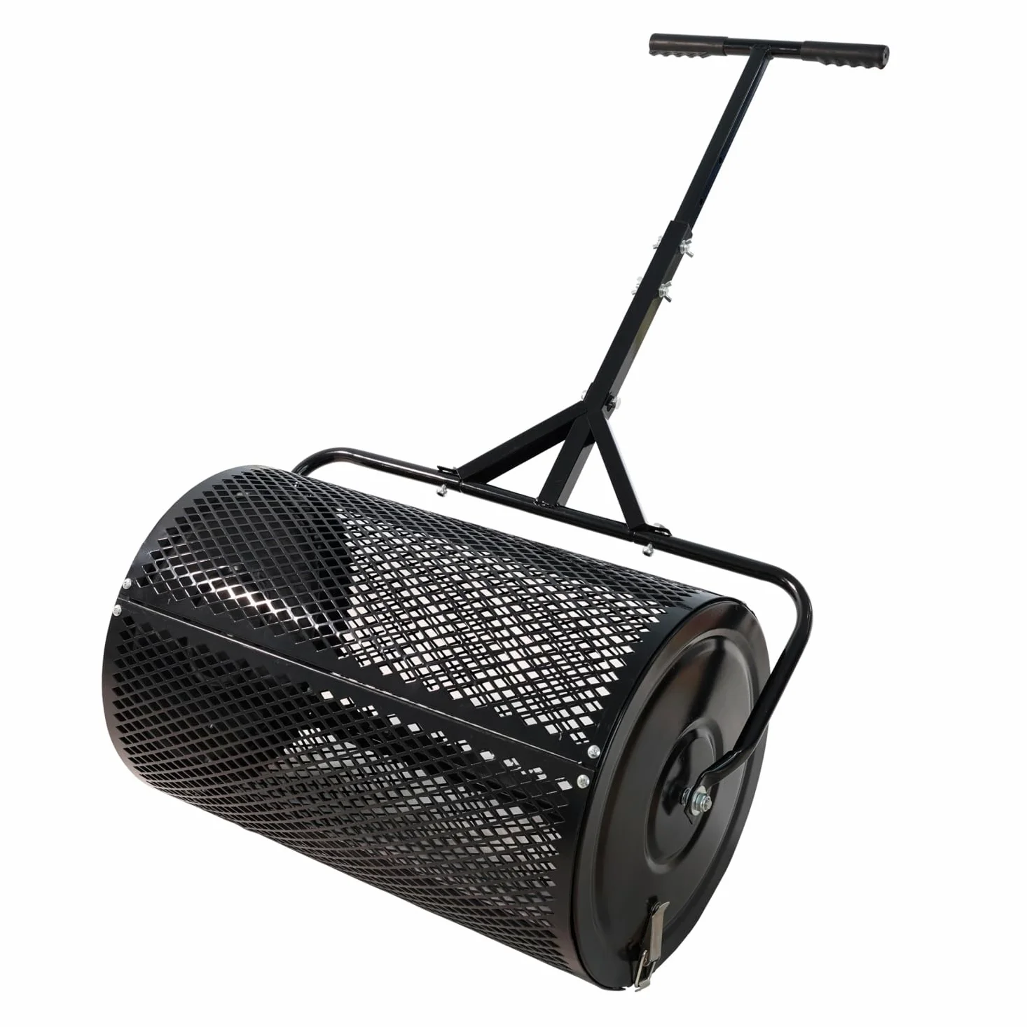 Esparcidor de abono, esparcidor de turba con mango mejorado en forma de T para plantar y sembrar, esparcidor de malla metálica liviano para el cuidado del césped y el jardín, esparcidores de estiérc