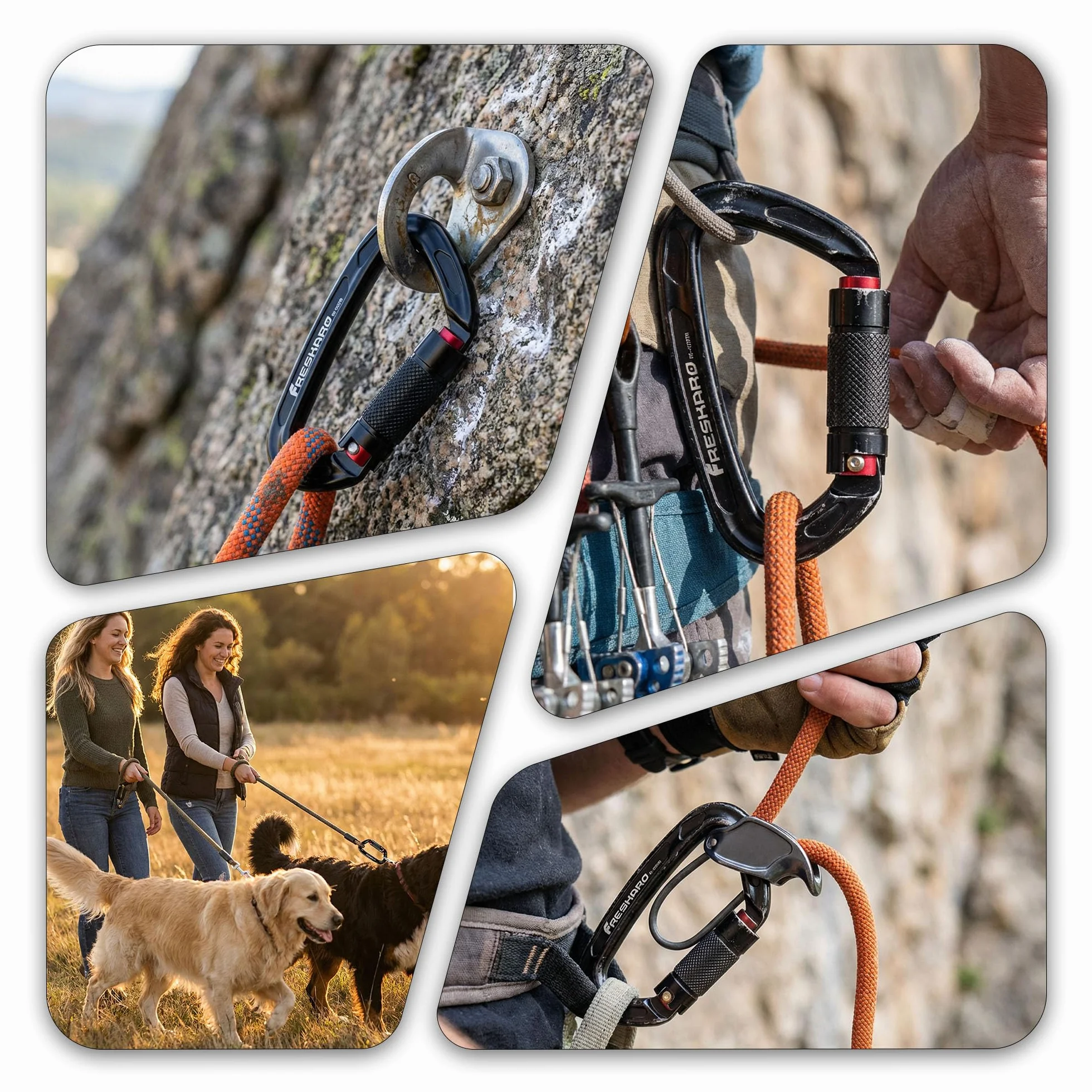 FresKaro Mosquetón de Escalada 25kN Twistlock Grande 10cm Cierre Rápido Resistente 2550kg