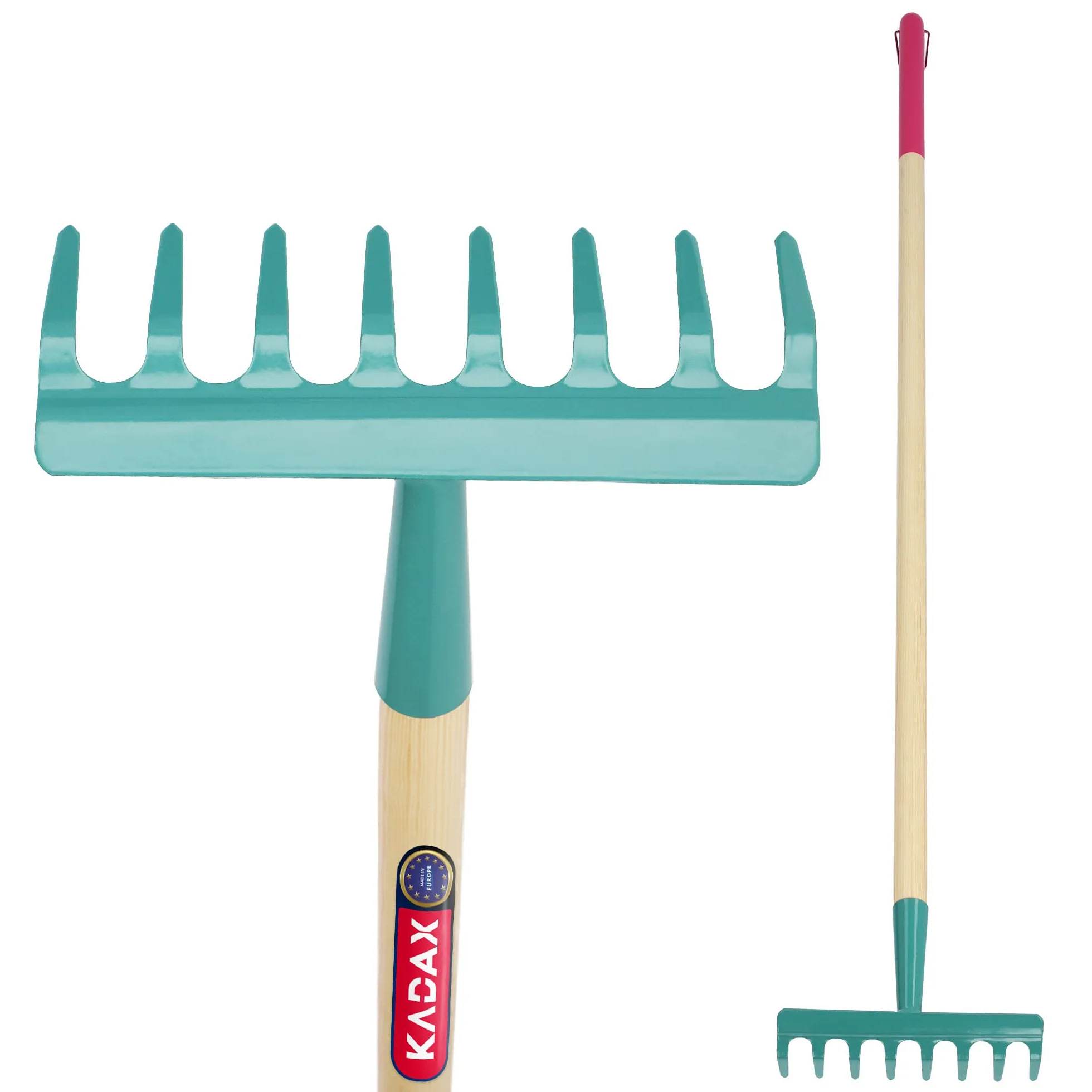 Kadax - Rastrillo para mujer con mango largo para jardín, rocas, ramas, herramientas de jardín, rastrillo, rastrillo, rastrillo, rastrillo de jardín con cabeza dura (8 puntas)