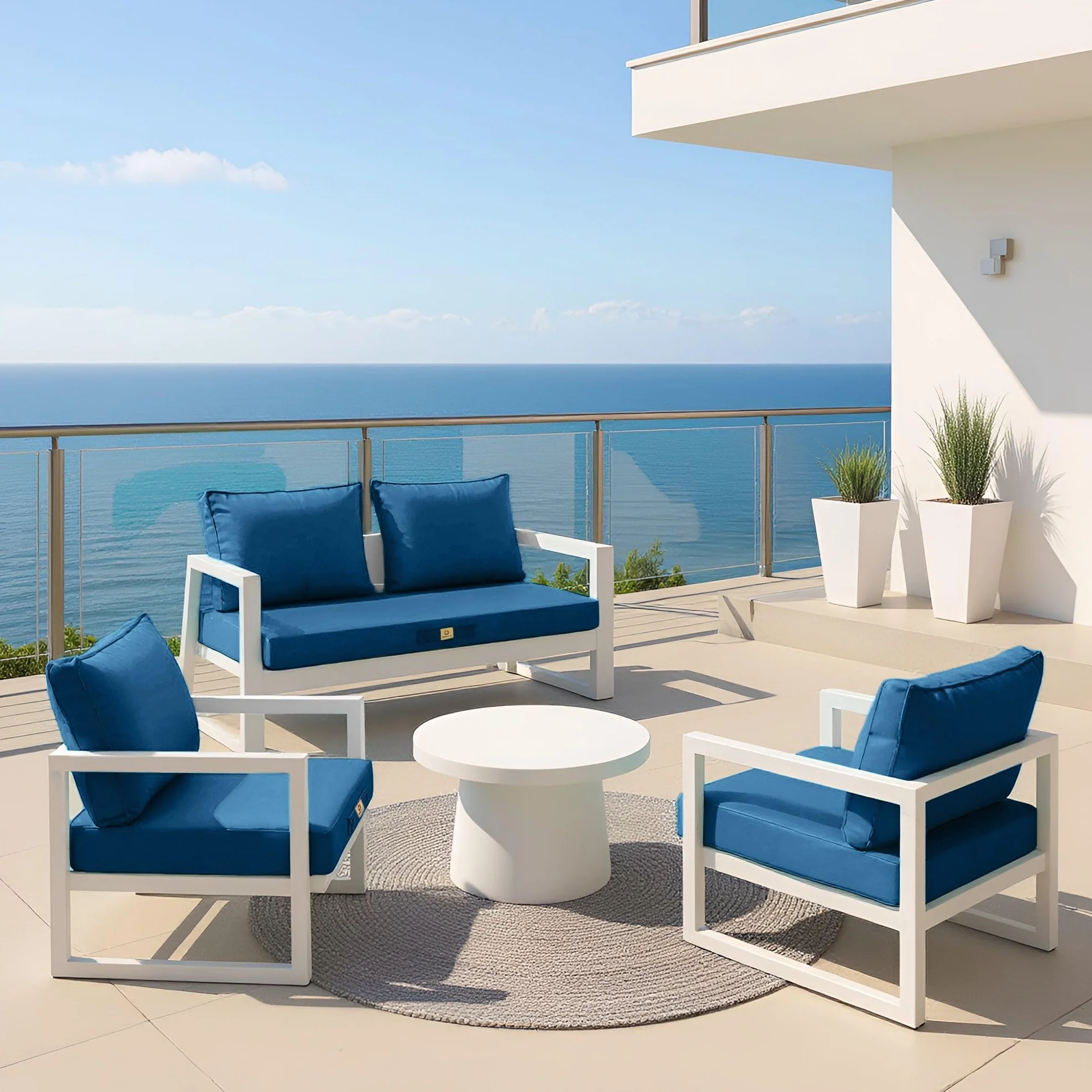 Cojines Exterior para salón de jardín - Ideal para terraza, balcón y salón de Exterior - 70x60 cm - Desenfundable, Impermeable y Anti-UV - Azul petróleo - DÉCO Arts
