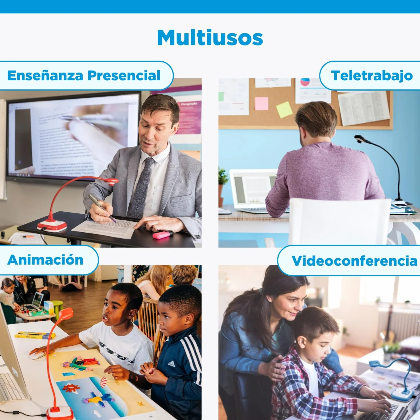 HUE HD Pro Cámara de Documentos USB Flexible Azul