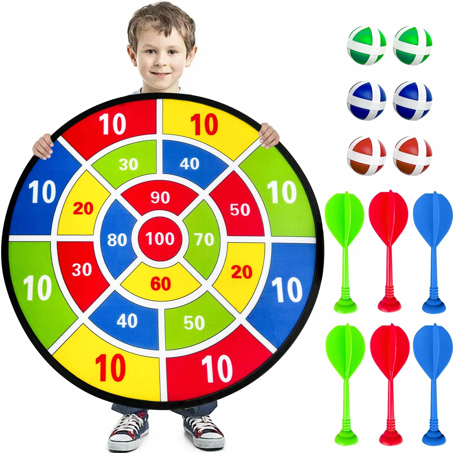 Tablero de Dardos Diana 66cm para Niños, Juego de Dardos Unilateral, Regalo Deportivo Interior Exterior 3-12 Años