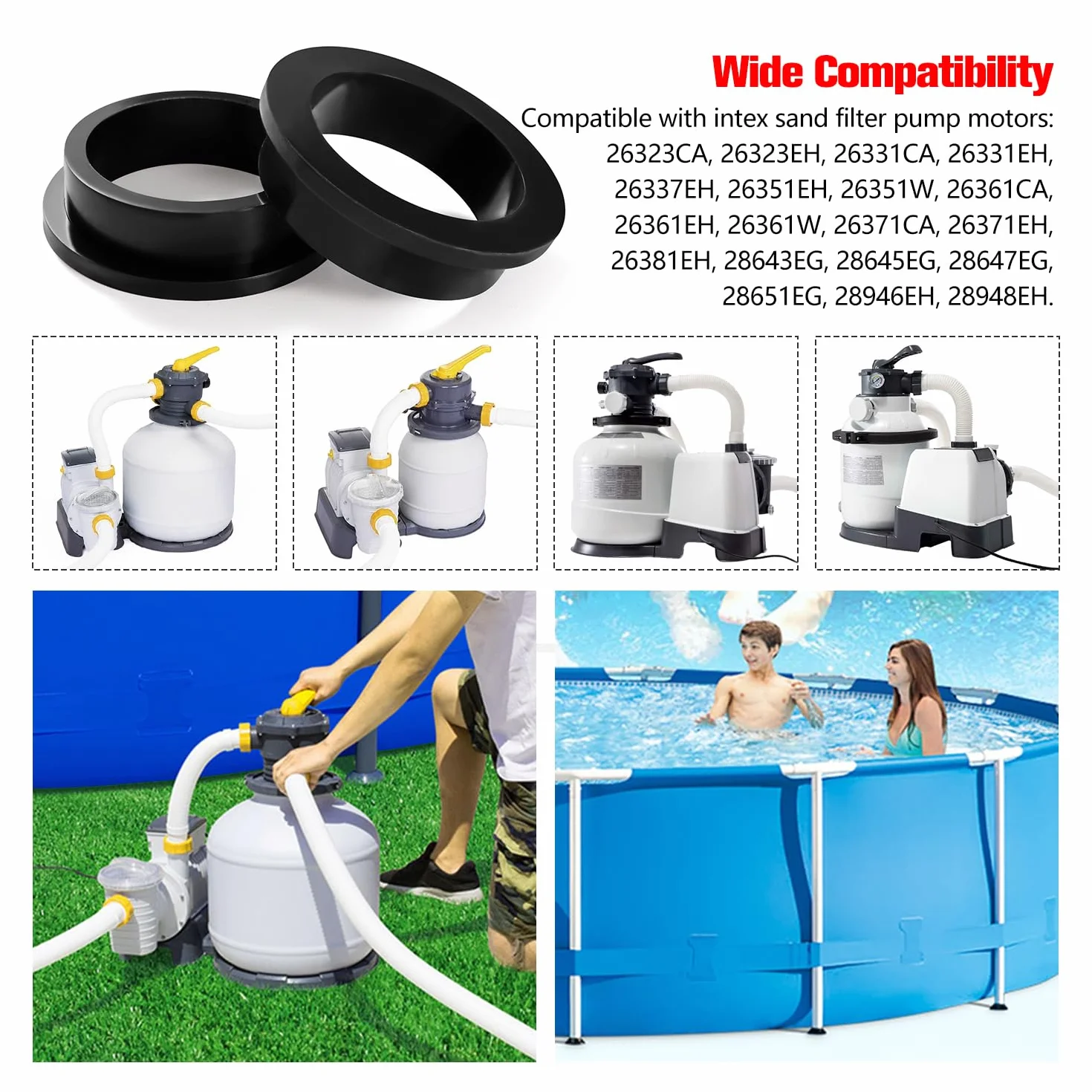 YIXISI 4 Piezas 11228 Juntas Tóricas de Piscina, Junta Tórica de Repuesto para Piscina, Arandelas de Repuesto para Bomba de Arena, Compatible con Intex 26323CA, 26323EH, 26331CA