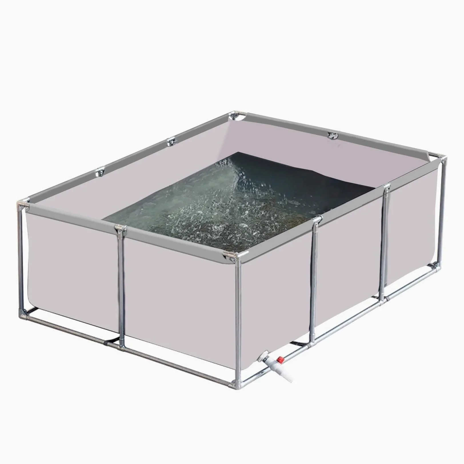 Tanque de agua temporal de cultivo de 1,5 x 1 x 0,6 m, ideal para peces de agua salada, almacenamiento y visualización, solución acuática portátil duradera al aire libre