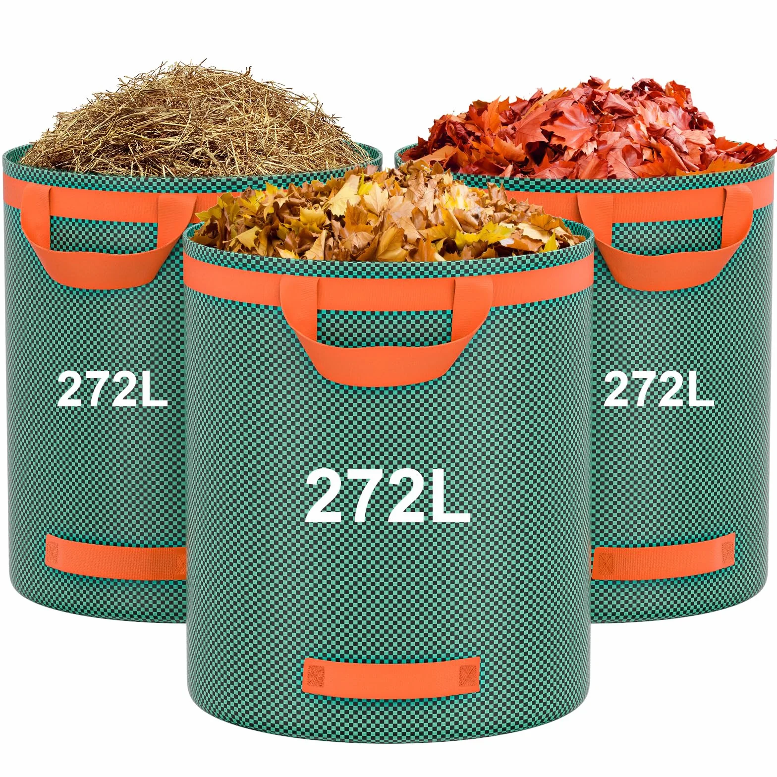 3x272L Jardineria de Sacos,Bolsas de Jardinería Bolsas de jardín reutilizables con Asas,Bolsa de Jardín Impermeables, Bolsas de Hojas Plegable