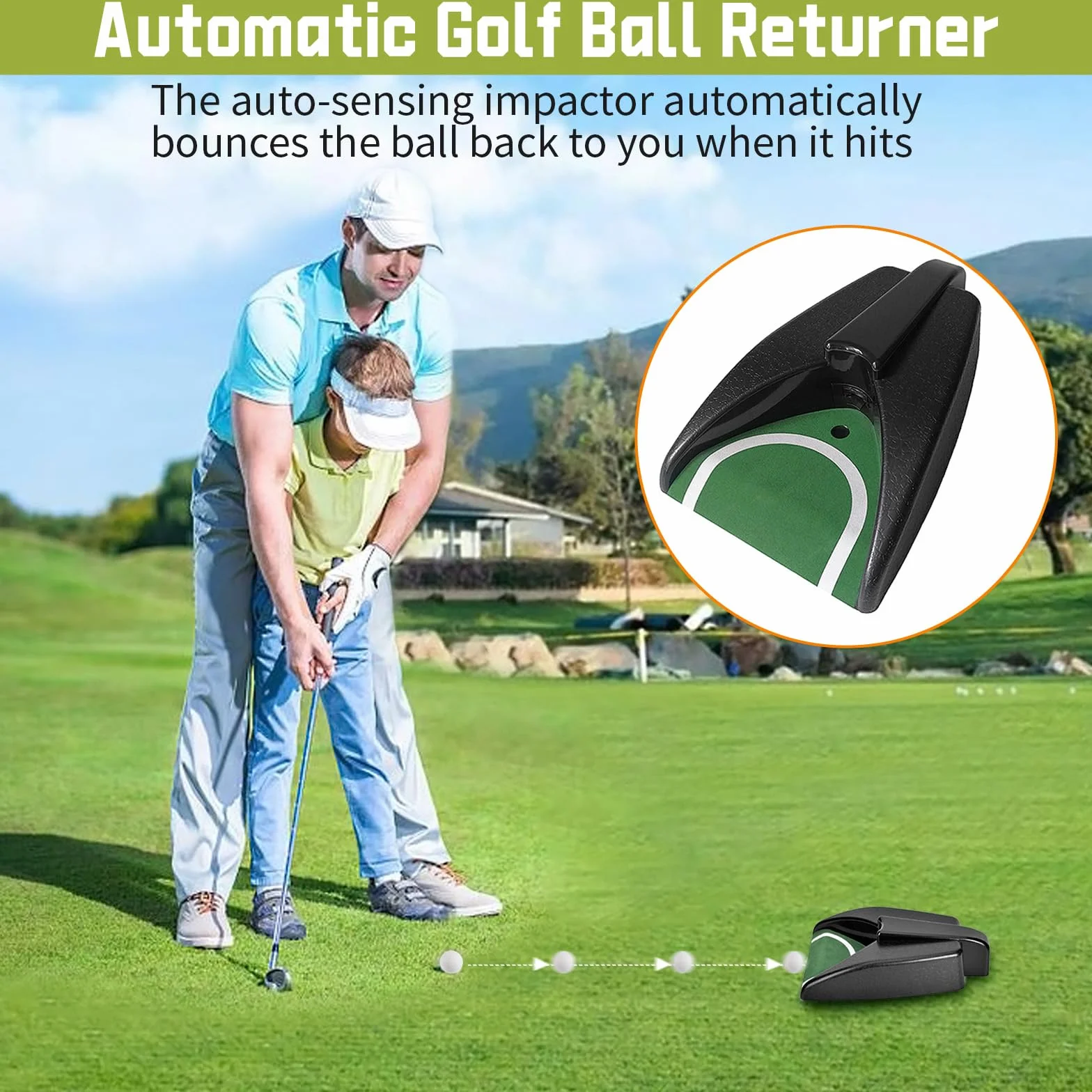Lanzador automático de bolas de golf, máquina de retorno para práctica al aire libre