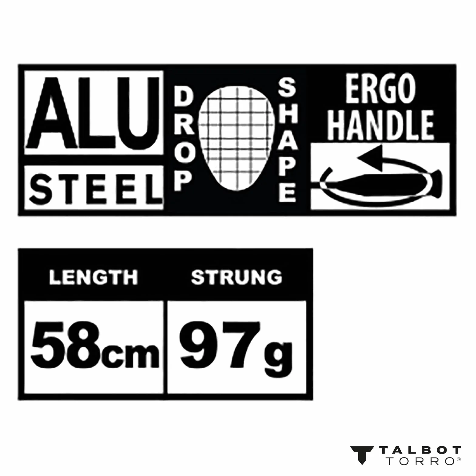Talbot Torro Eli Junior Badmintonschläger 58 cm Lerngriff Tropfenkopf Schwarz Gelb Blau