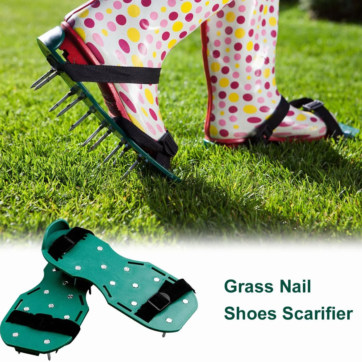 Cerioll Zapatos con Puntas con Puntas Cortas,Zapatos Aerador de Cesped,Aireador de Césped,Zapatos Jardín de Césped, Pisos de Epoxi,Superposiciones,Instalación de Cubiertas,Color Verde (1 Par)