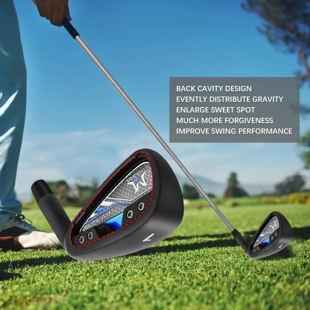 MAZEL Iron Club de golf individual para hombre, cara fresada, eje de acero