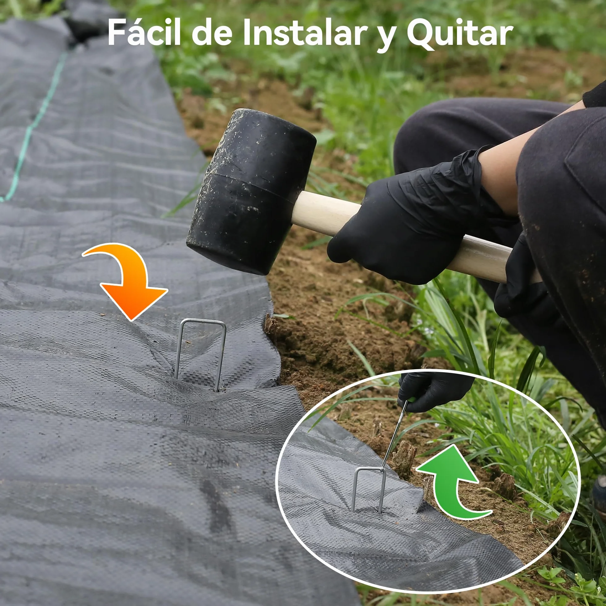 200 Piezas 20cm Ø 3mm Estacas Resistentes para Jardín - Grapas de Acero Galvanizado para Fijar Telas Antihierba, Redes y Tubos de Riego con 1 Gancho de Selección