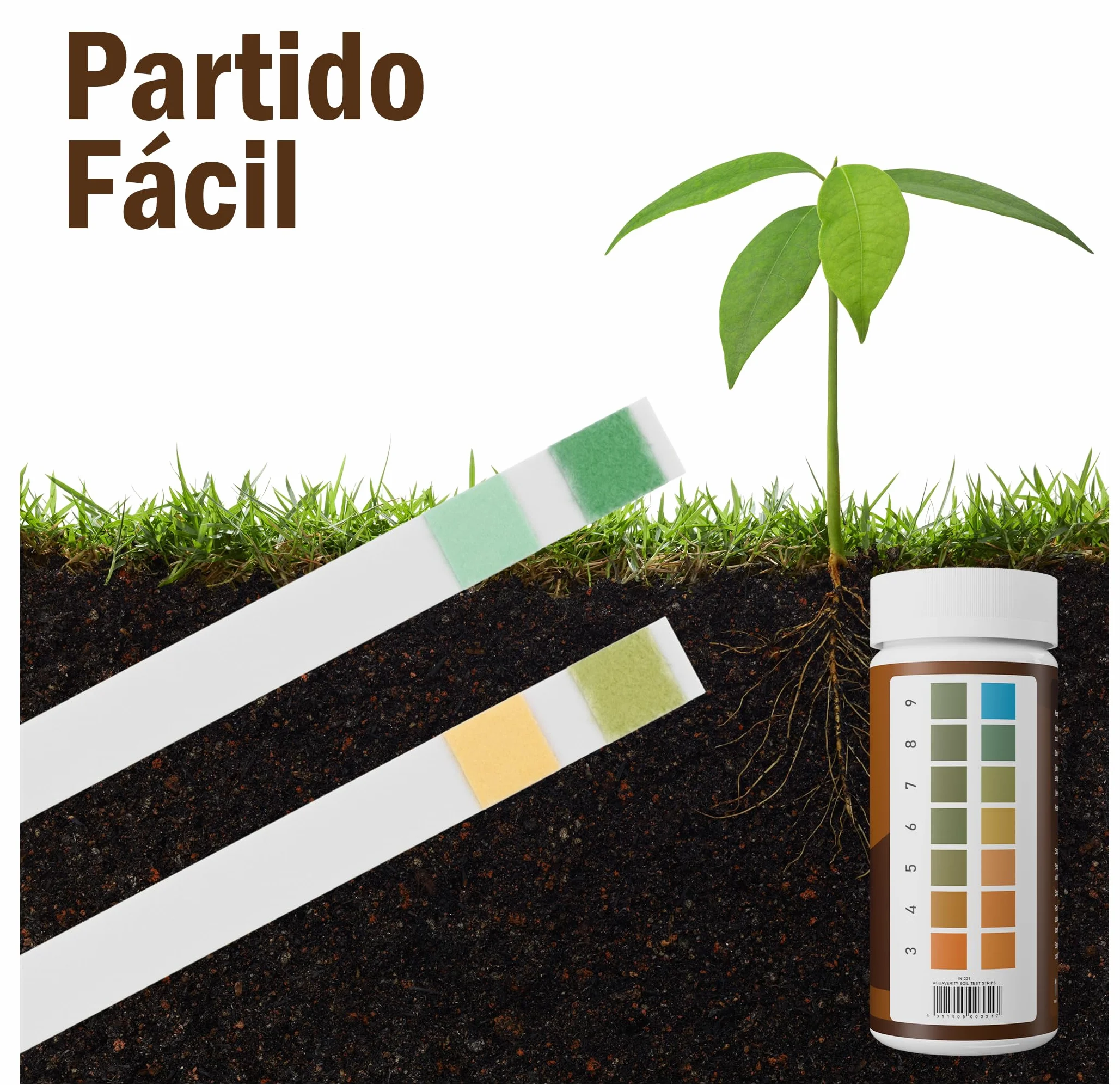 Kit de prueba de suelo: 100 tiras de prueba de pH del suelo (rango 3-9) pruebas de pH rápidas y precisas para jardín, césped y plantas | Tiras probadoras de pH fáciles de