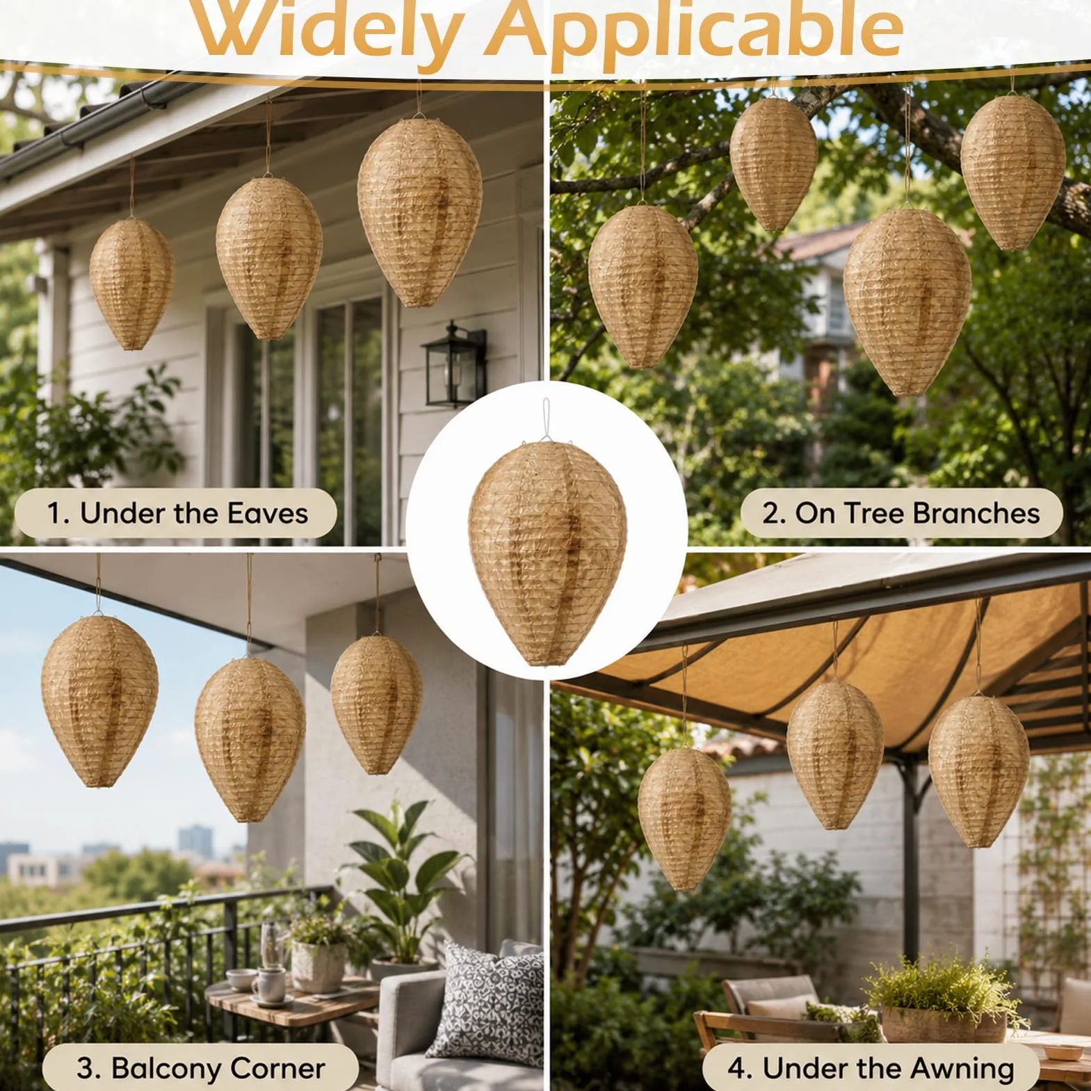 Señuelo de Nido de Avispas de 6 Piezas, Nido de Avispas Artificial, Señuelo de Nido de Avispas Resistente a La Intemperie, Señuelo de Nido de Avispones, Nido de Avispones Resistente a La Intemperie.