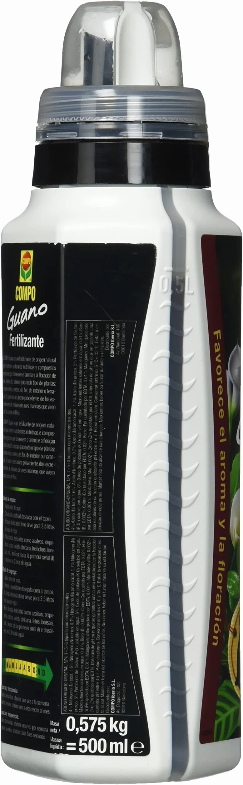 COMPO Fertilizante con guano para plantas de interior, balcón y terraza, Fertilizante líquido, 500 ml