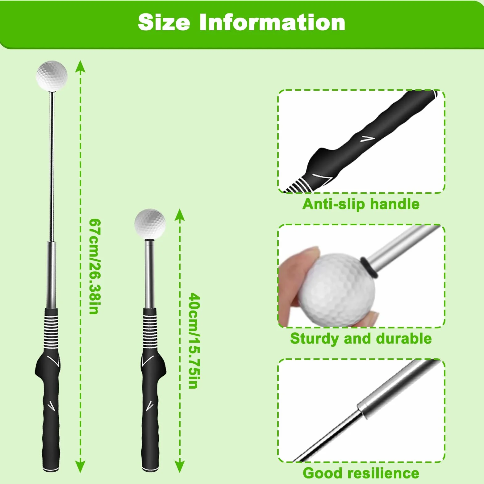 Entrenador Swing Golf Retráctil con Sonido Clic Rítmico, Ayuda Portátil Corrección Postura Agarre para Práctica