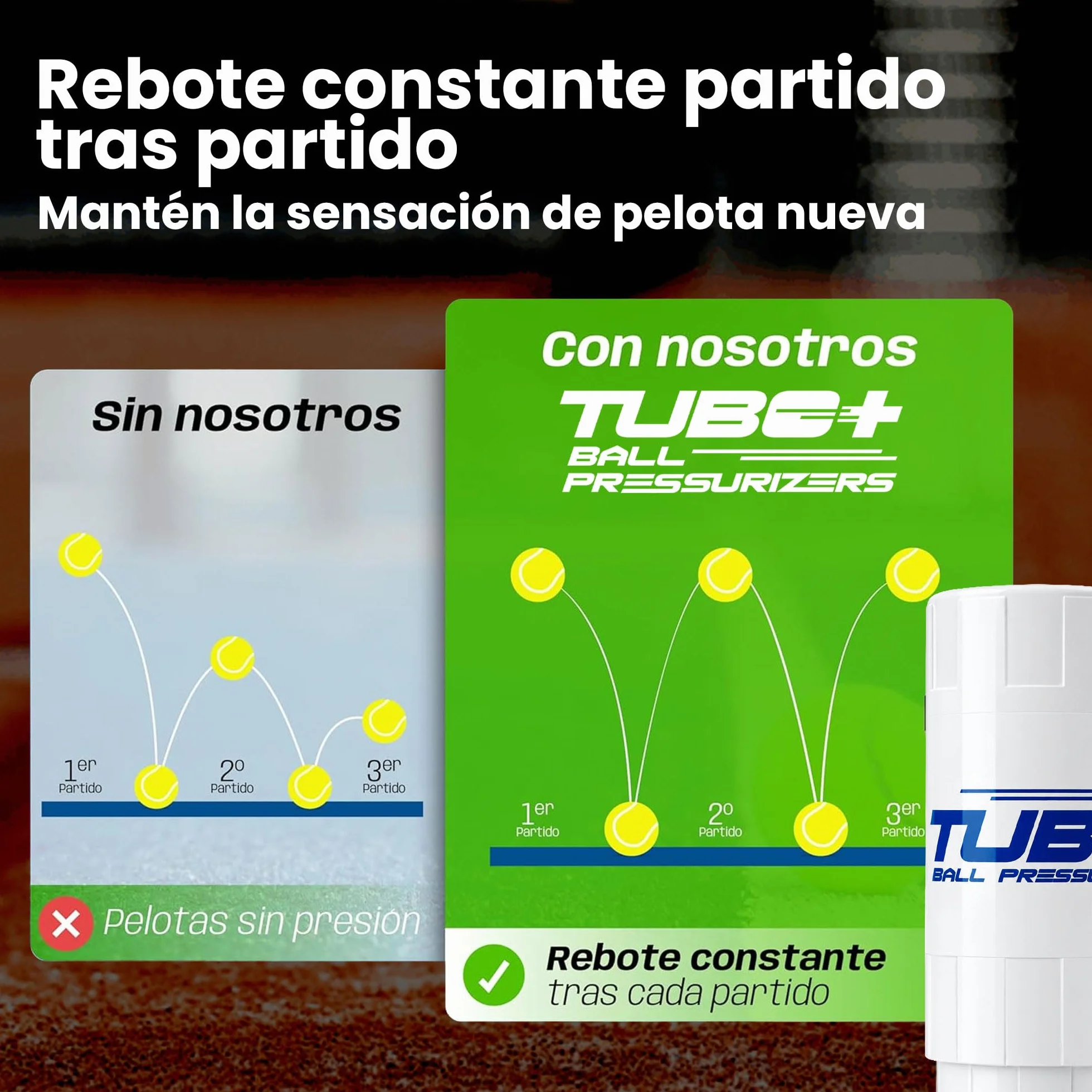 TUBOPLUS TuboX3 Color Presurizador de Pelotas de Pádel y Tenis para 3 Pelotas