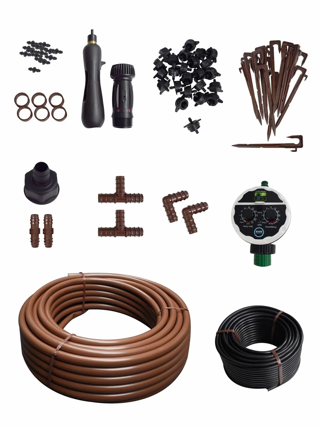 JARDIN202 - Kit de Riego por Goteo con o sin Programador | Completo para Jardín y Huerto | Con programador -
