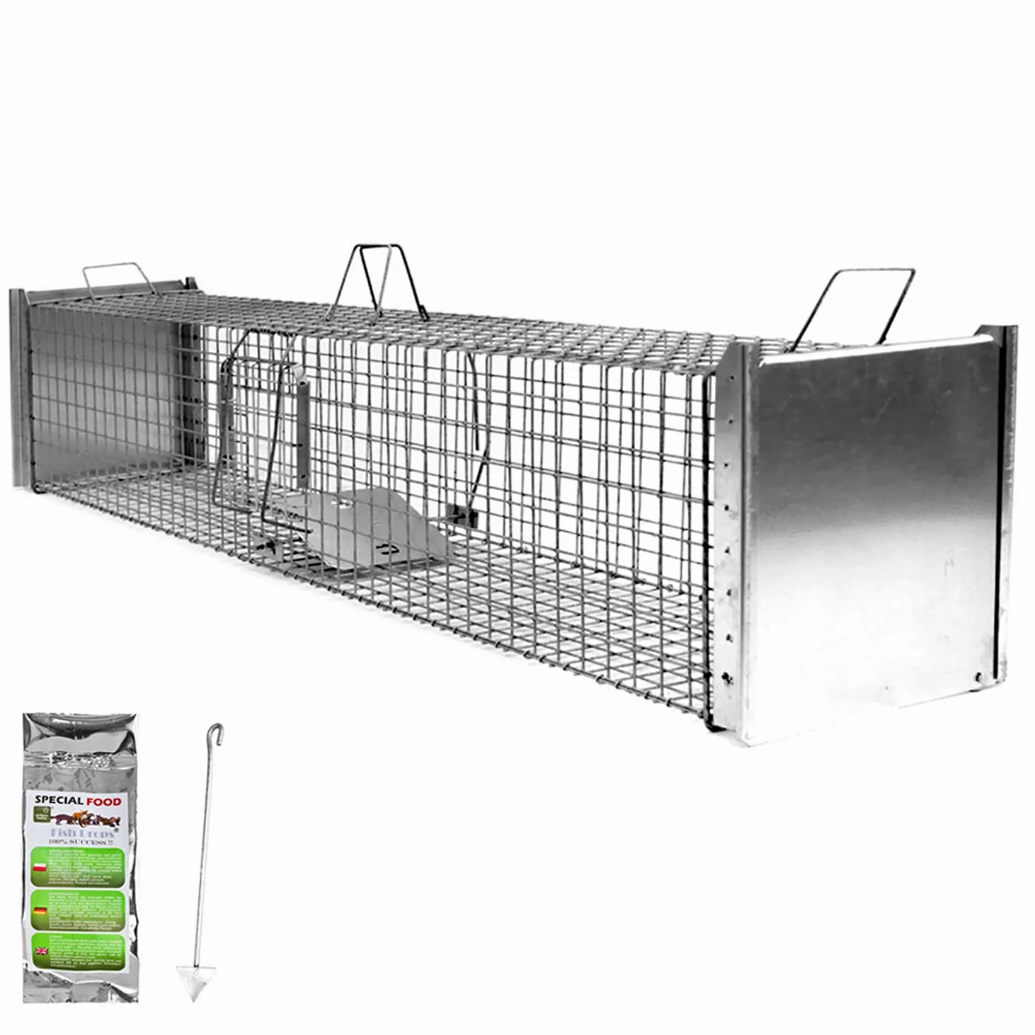 Petigi Animales Humane Trampa Jaula Captura Ratones Ratas Conejos Topos Martas Castores Tejones, Dimensiones/Modelo:Stable 3 (150 x 34 x 34 cm)