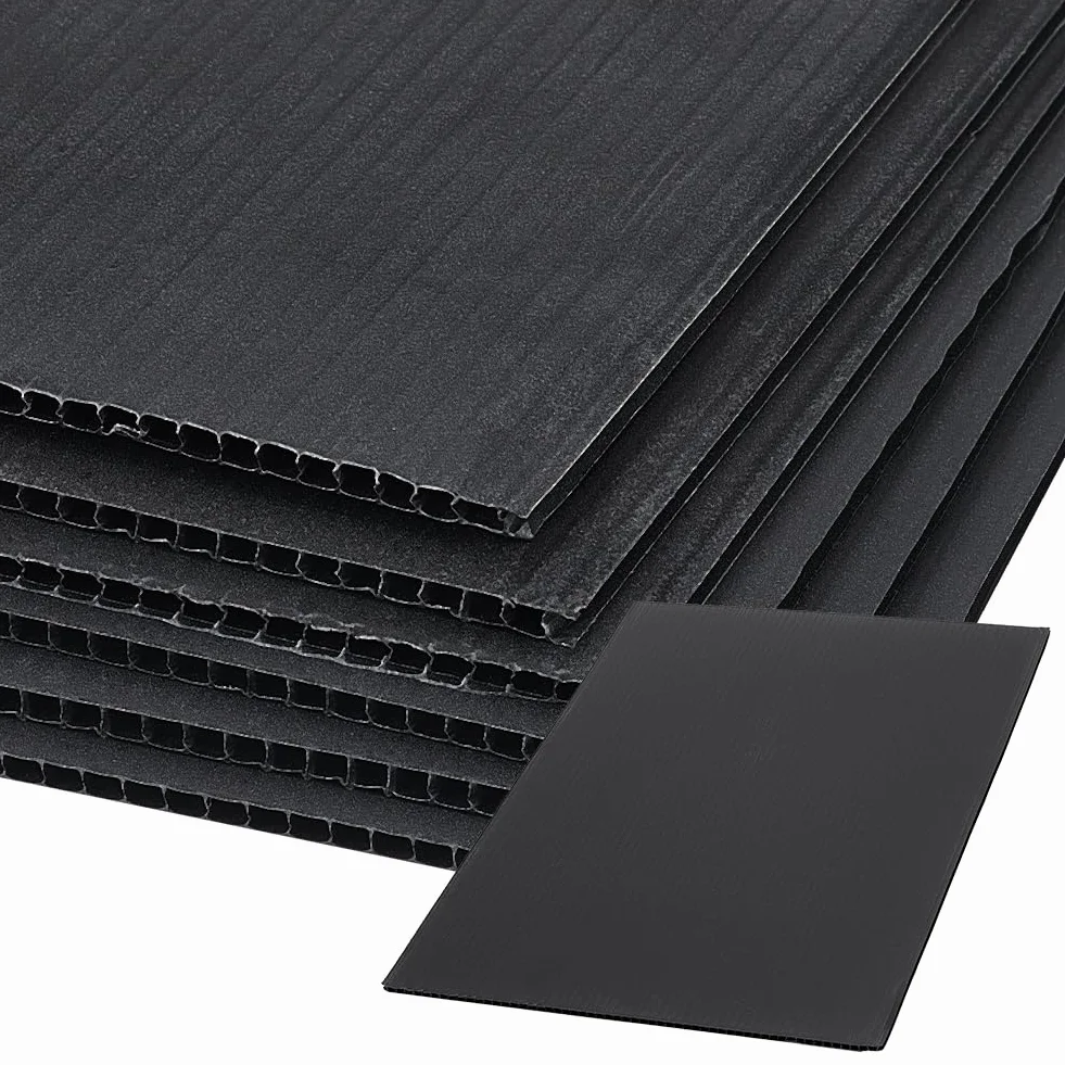 BENECREAT 10 Piezas de Placas de Plástico Corrugado Negro, Señales de Jardín en Blanco Resistentes de 30x20cm, Tablero de Señalización Impermeable de 3mm para Señales de Venta de Casas