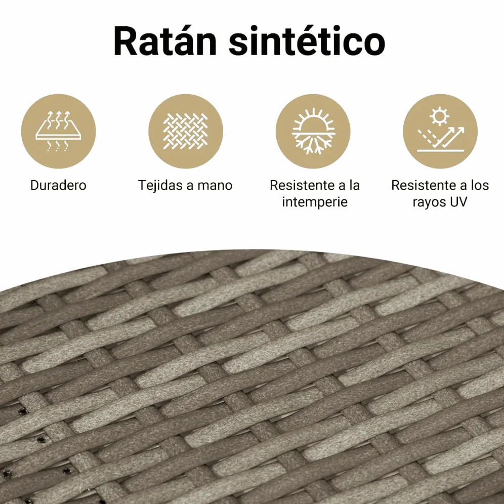 vidaXL Silla de Jardín sin Reposabrazos con Cojines, Sofá Modular, Sillón Individual, Asiento para Patio Terraza Balcón, Ratán PE Gris