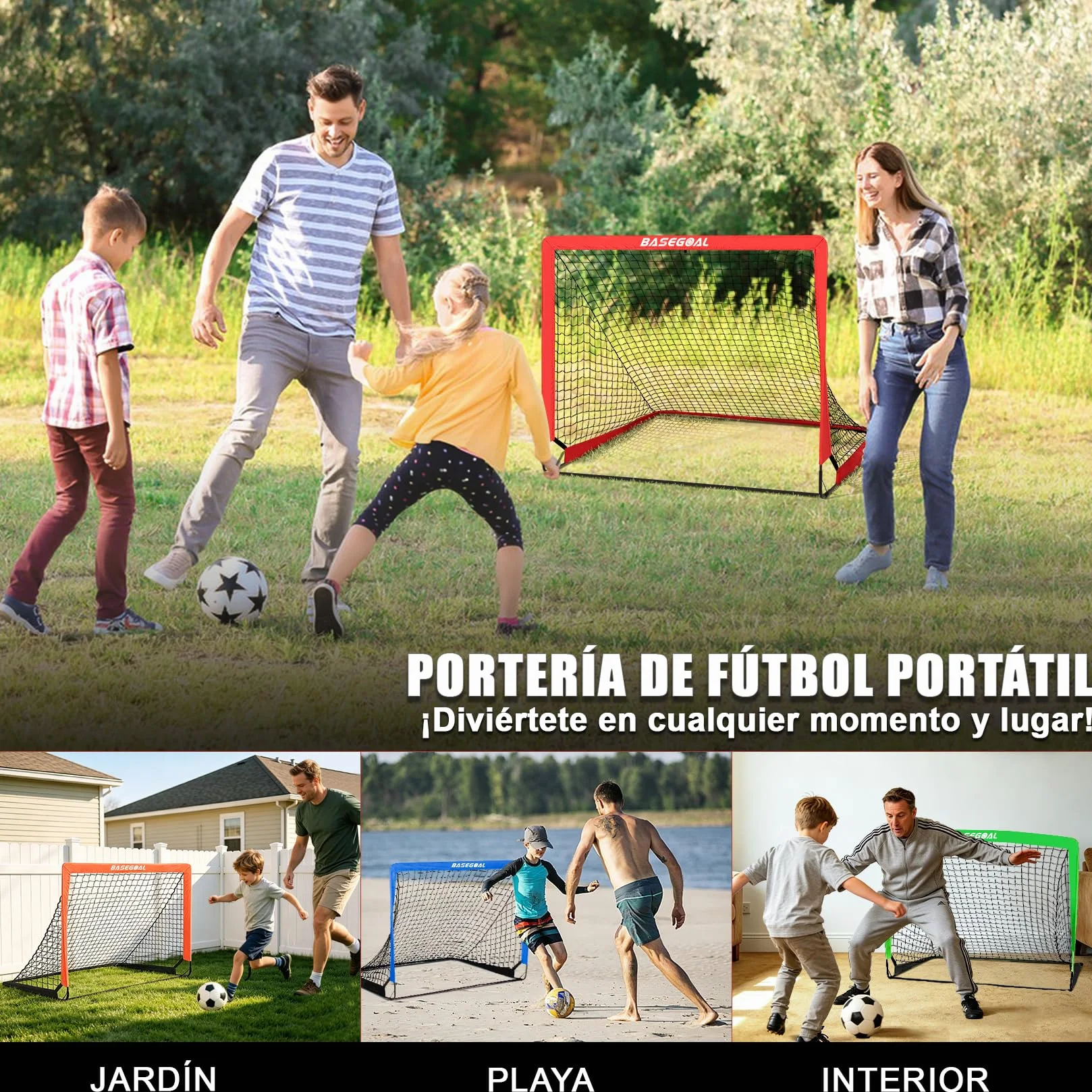 Portería de Fútbol Plegable 120x90cm para Niños con Bolsa de Transporte