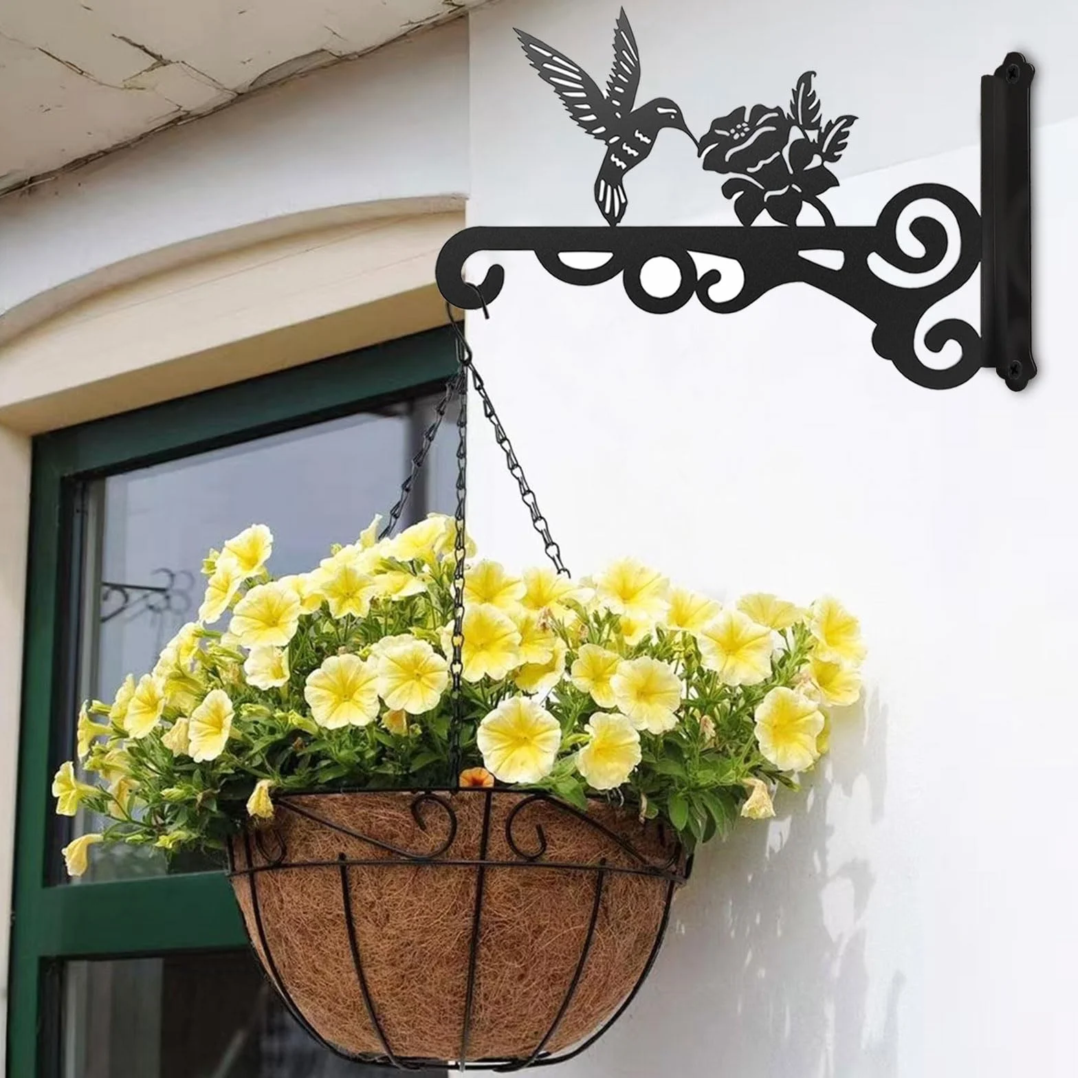 2 Piezas Ganchos de Pared para Macetas Colgantes, 25 cm Soporte para Plantas, Gancho para Macetas con Tornillos, Soporte para Macetas Colgantes Exterior para Colgar Plantas Linterna Cesta