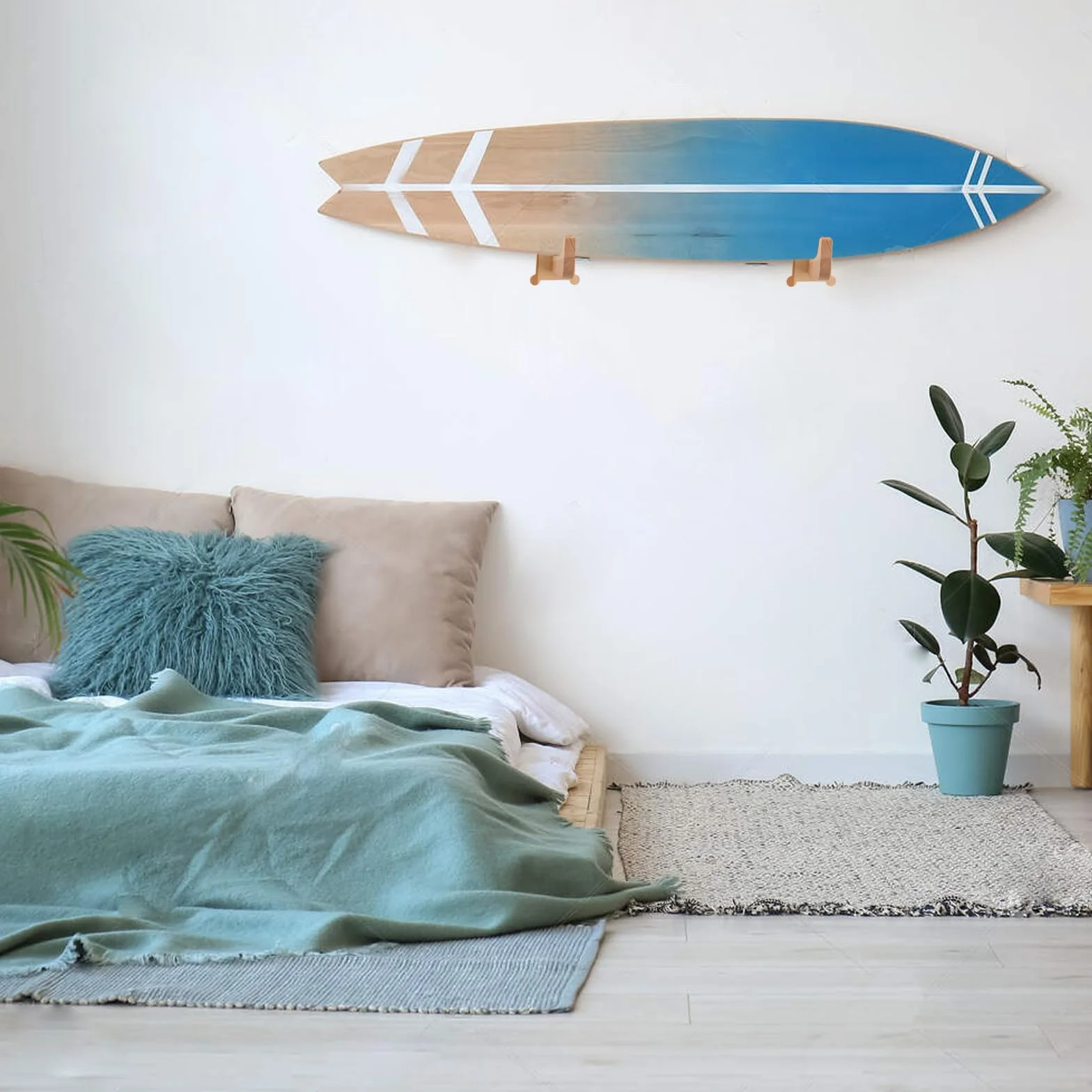 Soporte de pared para tabla de surf, ganchos de madera de haya con pernos M6, almacenamiento vertical para longboard, shortboard, skimboard