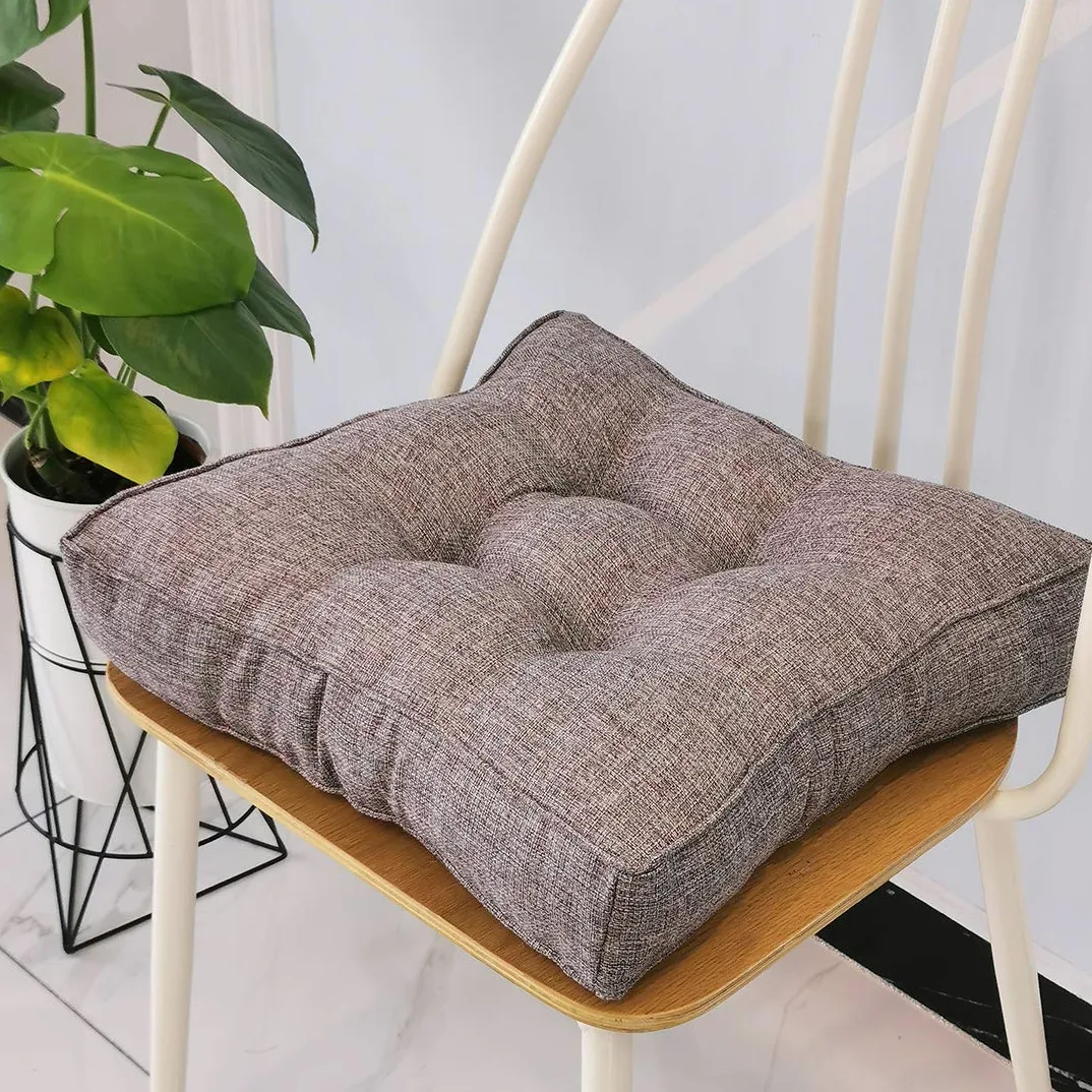Cojín de Silla Cuadrado de Lino sintético, Cojines de Silla firmes y Suaves, Asiento cómodo para Oficina, hogar o automóvil, 20 x 20 Pulgadas, Gris
