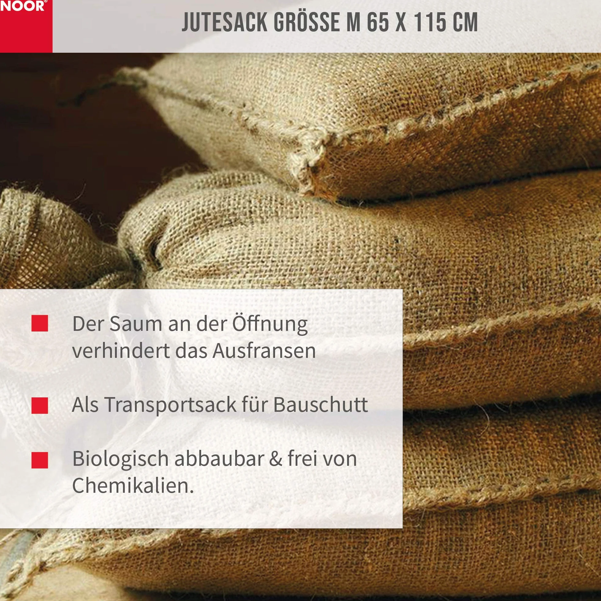 Noor - Saco de yute, 65 x 115 cm, marrón, pack de 2