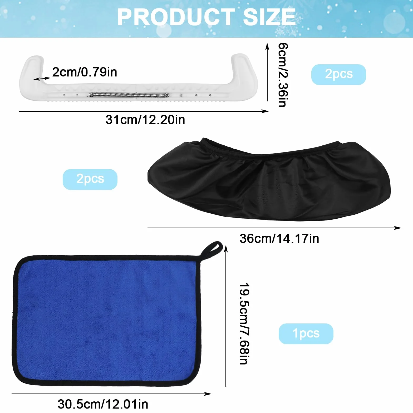 Protege Lame Patin A Glace Ajustables con Funda Protectora, Incluye Toalla, Patinaje Artístico Y Hockey sobre Hielo