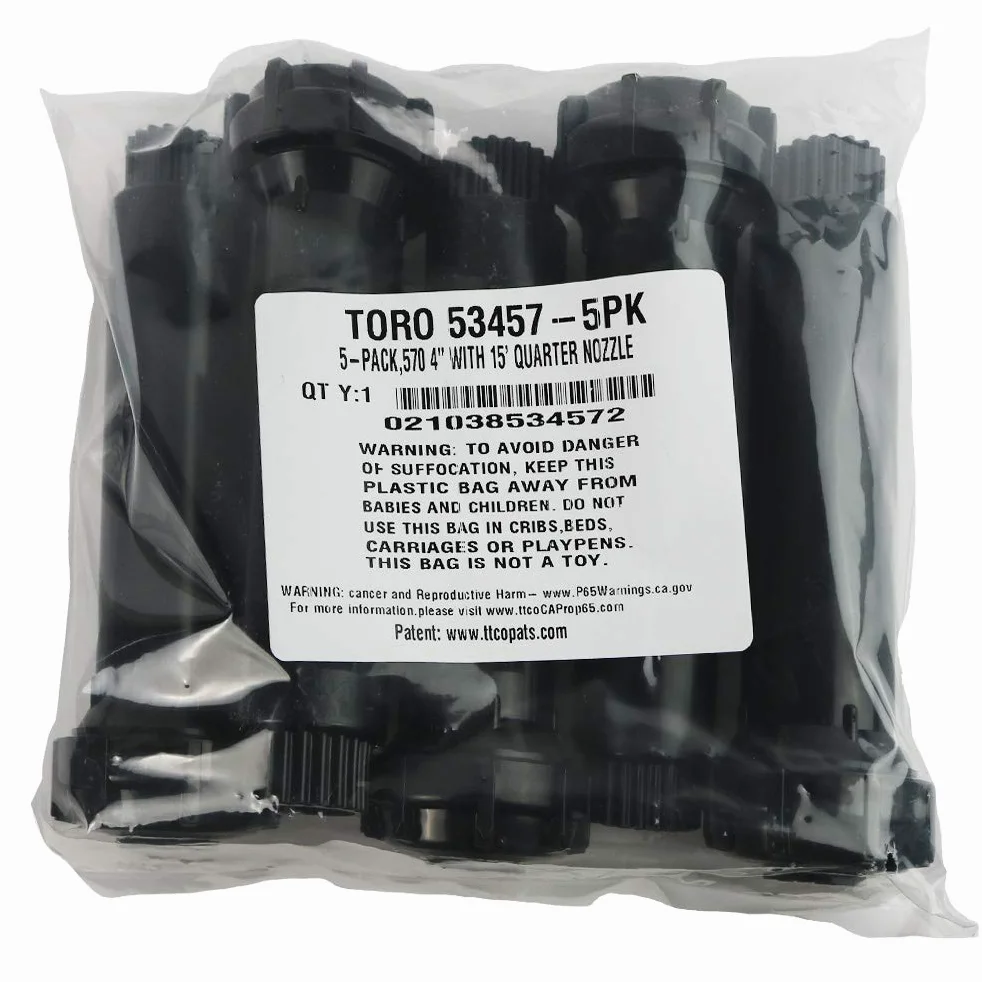 TORO 53457 5 Unidades, 570 Series 4 Pulgadas 15' Cuarto de Boquilla aspersor emergente, Color Negro