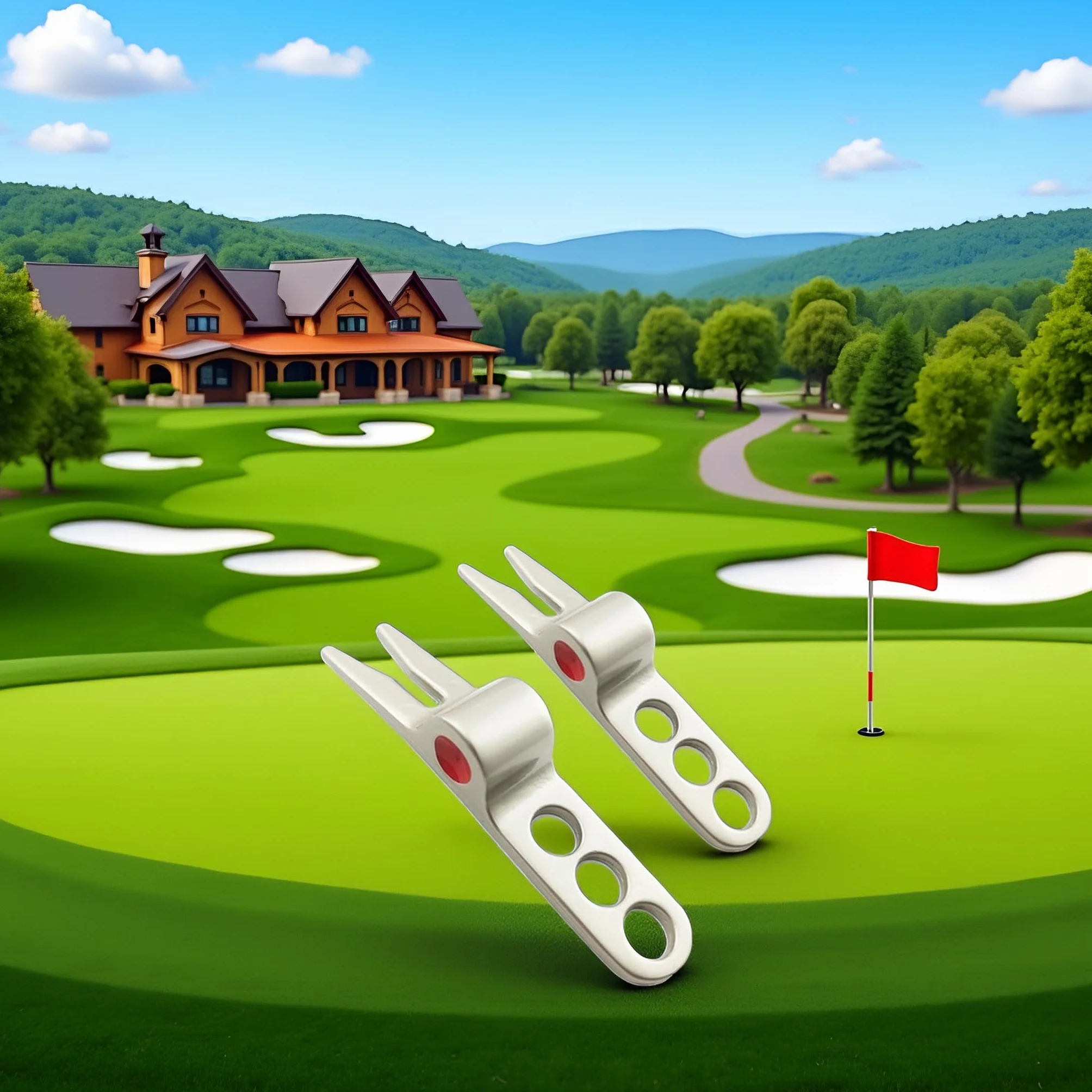 Herramientas de reparación de horquilla de golf plateadas compatibles con Cameron Scotty