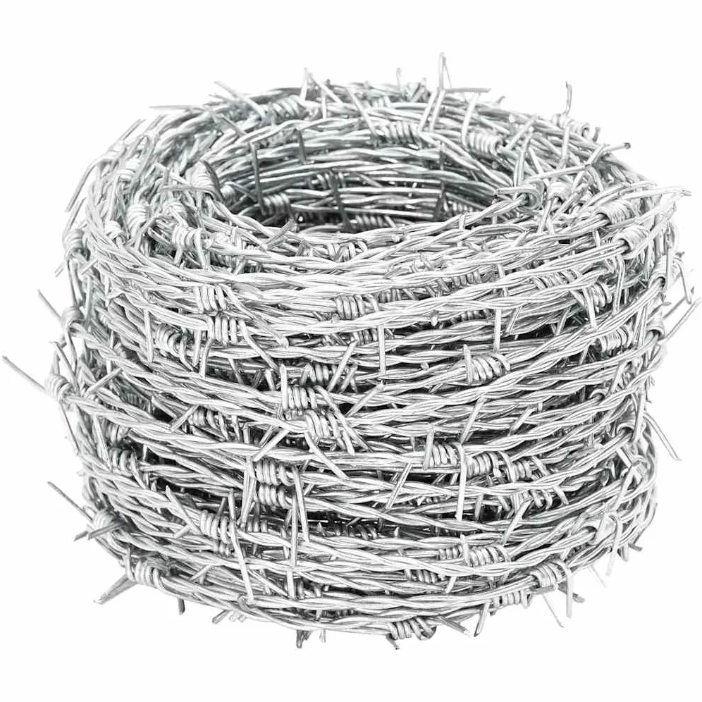 Alambre de púas de 500 m, rollo de alambre de acero galvanizado, diámetro de 1,6 mm, 2 hilos, 4 puntas, distancia entre espinas de 100 mm, para jardín, valla de pasto, protección para plantas