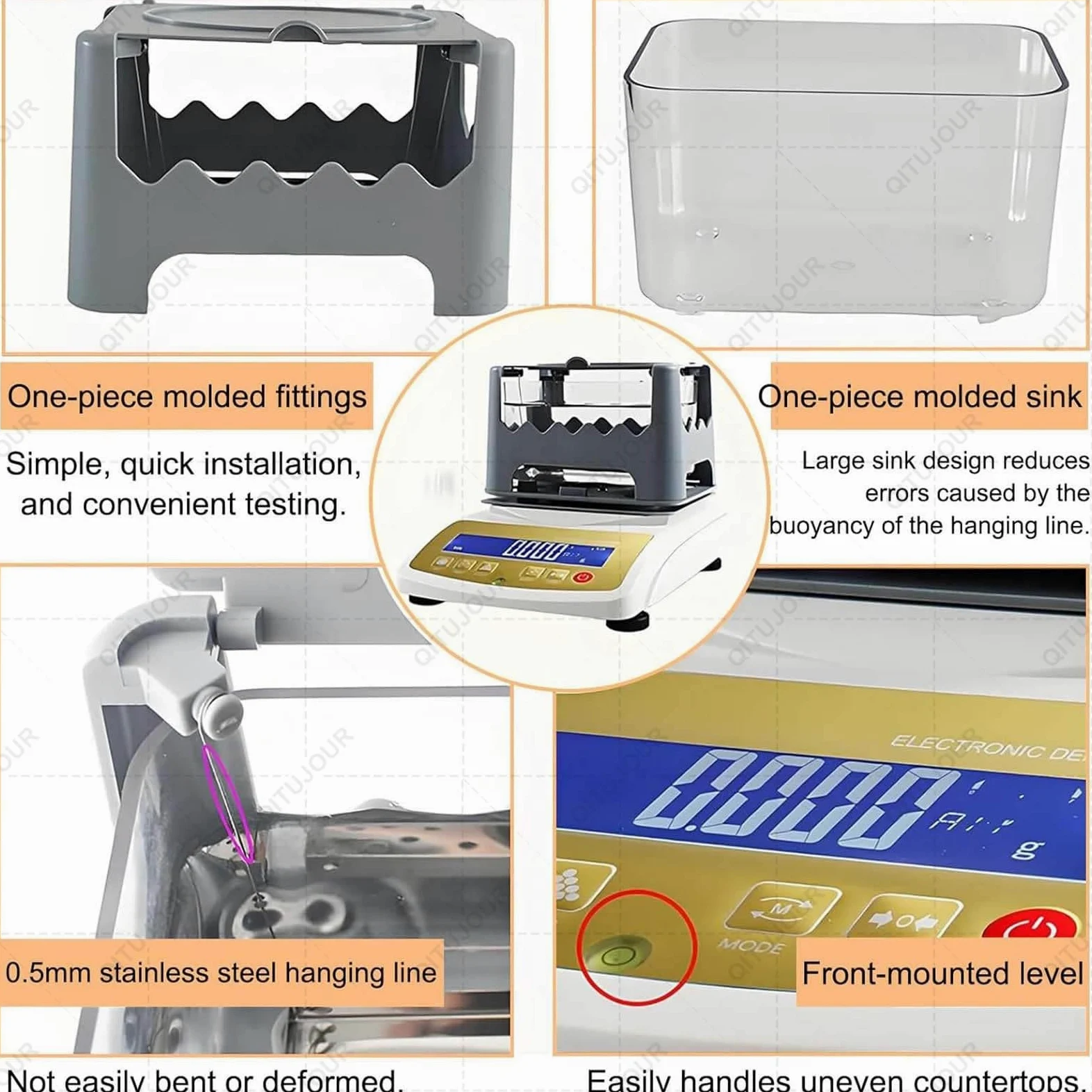 Probador de pureza de oro con pantalla LCD, máquina de prueba de metales preciosos, medidor de densidad de platino, prueba de pureza de joyería de 0,001 g para laboratorio y joyería