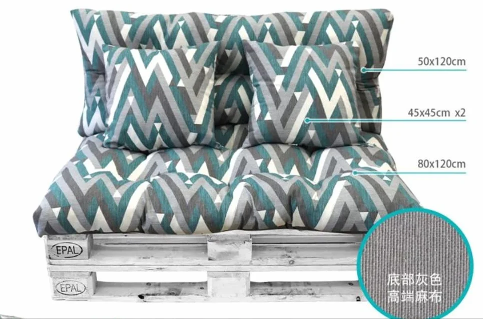 Cojines para PALETS Y SILLONES DE 2 PLAZAS (Asiento + Respaldo + 2 Cojines Decorativos). Cojín de Palet y de sillones de 2 plazas. Ideal para Interior y Exterior (Triángulo)