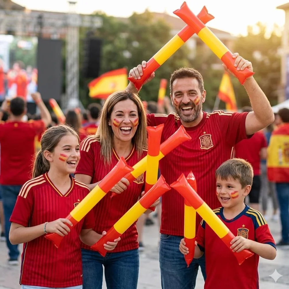 Pack de 10 Pares Aplaudidores Inflables España Mundial Palos de Animación Hinchables Ruidosos para Fútbol Fiestas Bastones Reutilizables LDPE