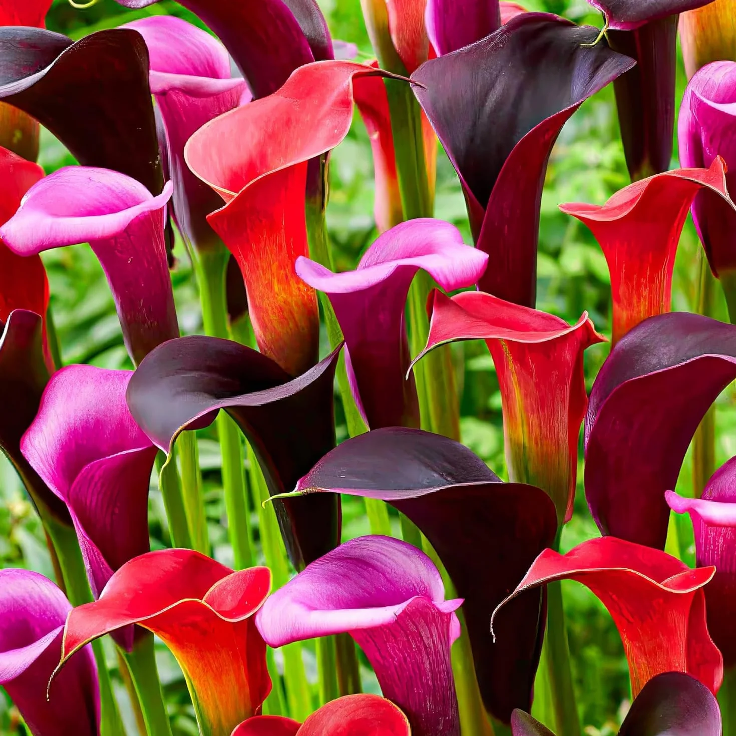 Colección de bulbos de flores de lirio de cala morado, negro y rojo, bulbos de Zantedeschia, 5 piezas reales y grandes que tienen más de 5 flores, ideales para la maceta, de Holanda
