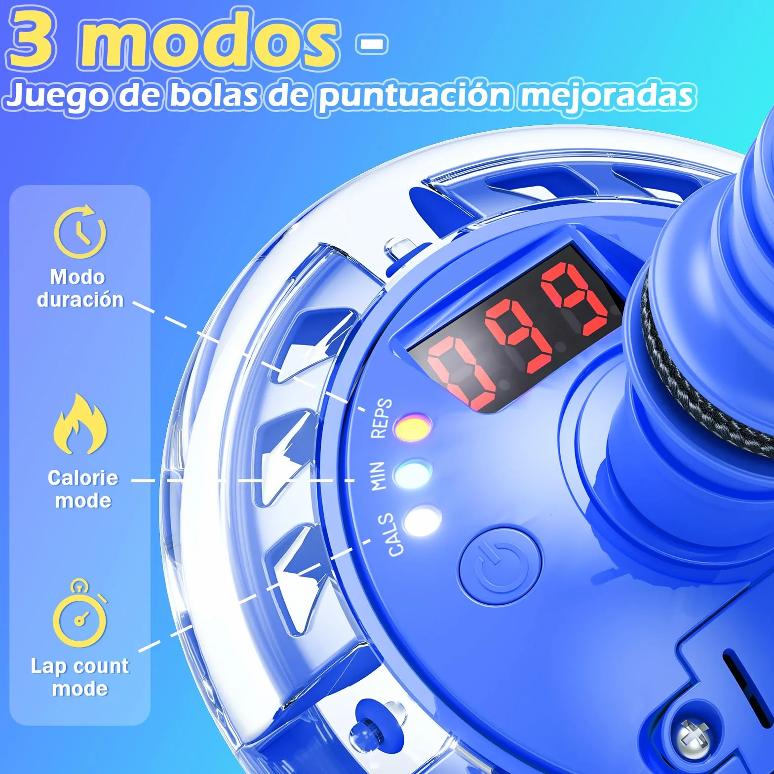 Springring Pedestal para niños con contador, temporizador, contador de calorías, juguete deportivo para niñas 6-12 años (Azul)