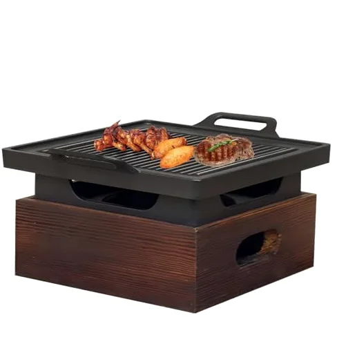 Barbacoa de carbón japonesa portátil, perfecta para camping, reuniones familiares y reuniones familiares, parrilla de mesa de 28 cm, fácil de usar e ideal para cocinar al aire libre