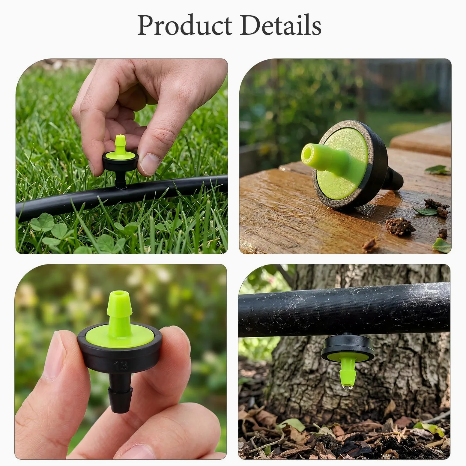 Goteros de Riego Compensación de Presión Conexión Rápida para Suministro Constante de Agua , Plástico Negro , 200 Unidades para Plantas en Macetas y Cultivos